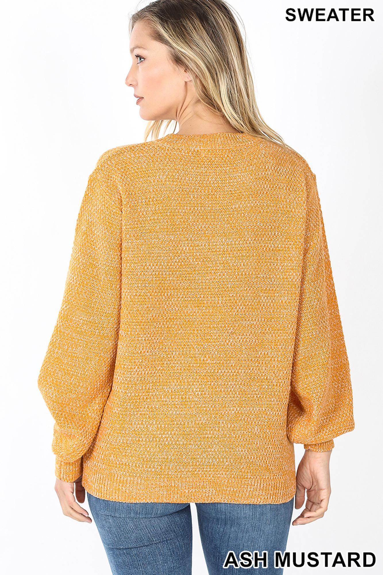 Balloon Sleeve Melange Sweater
