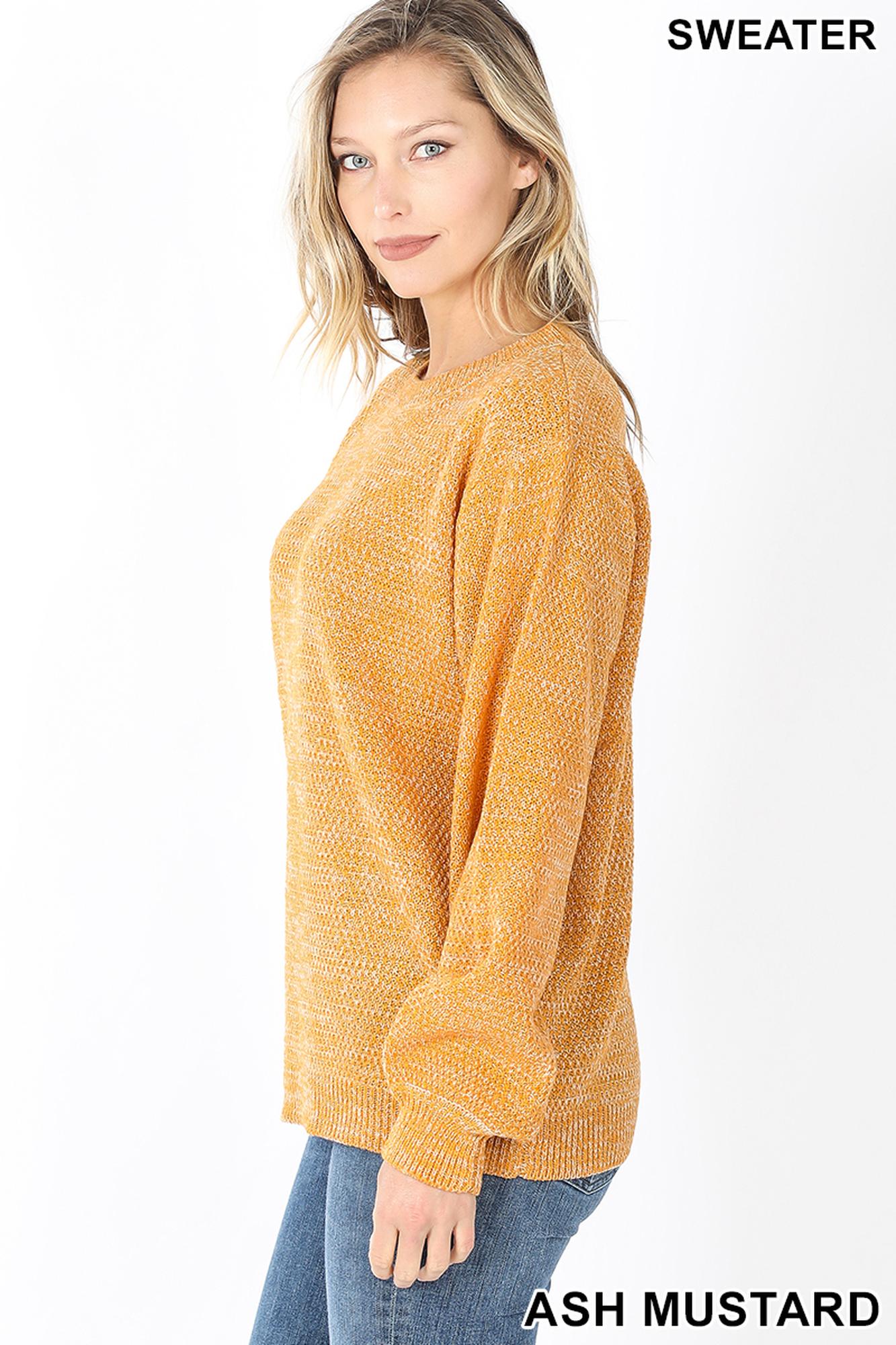 Balloon Sleeve Melange Sweater