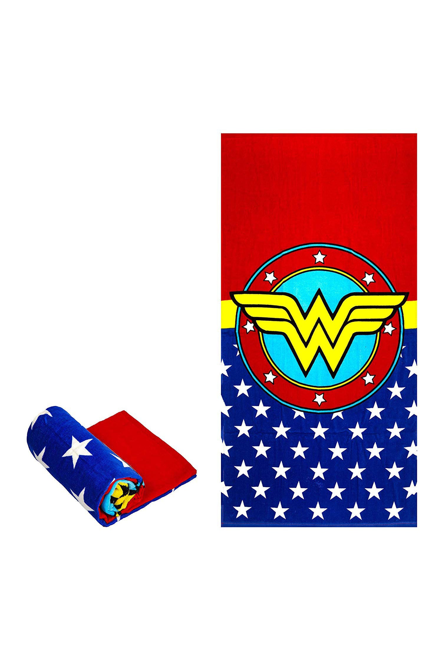 Wonder Woman Logo Oversized Cotton Beach Towel (One Size Regular,Red)