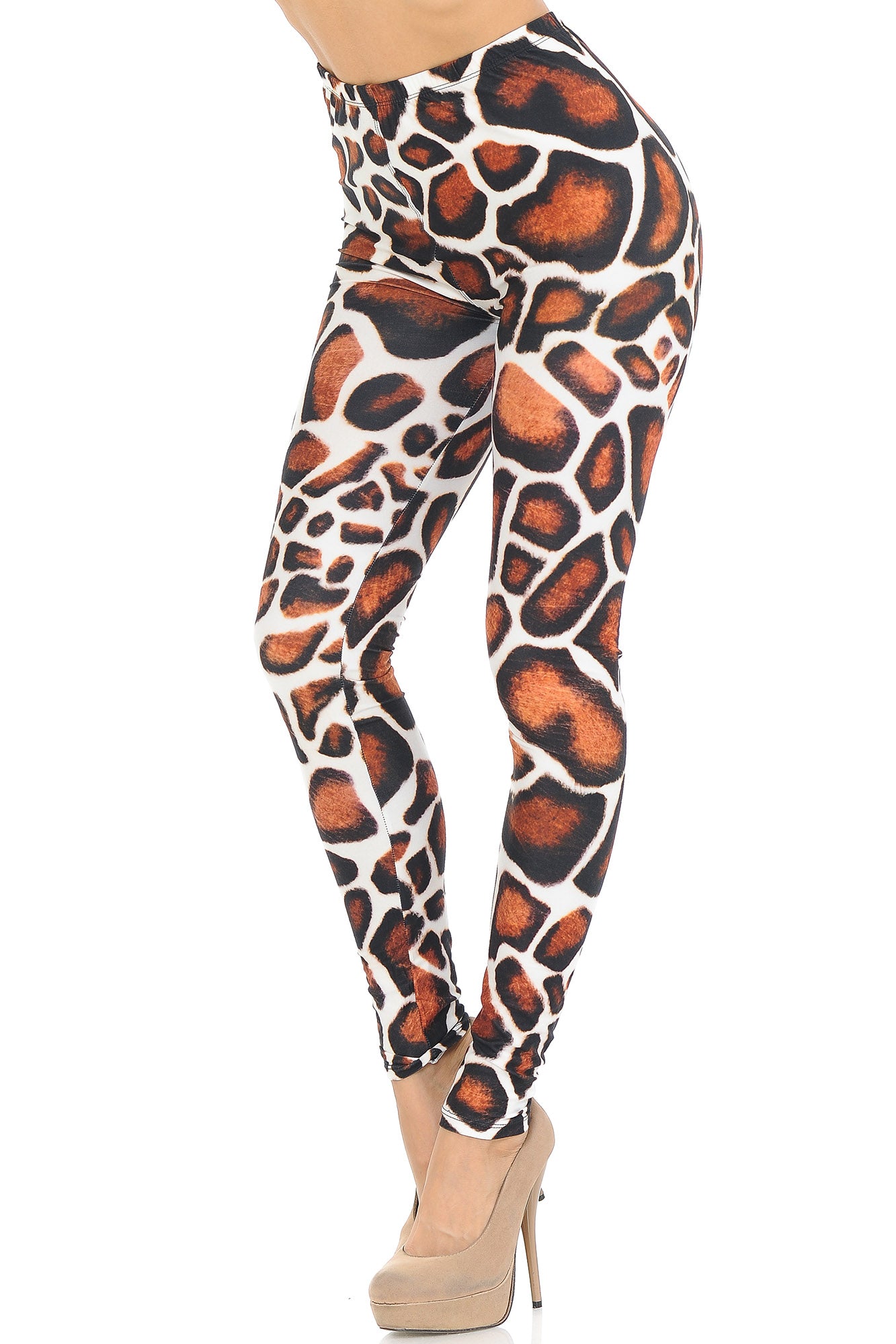 Creamy Soft Giraffe Print Leggings - USA Fashion (One Size Regular,Brown)