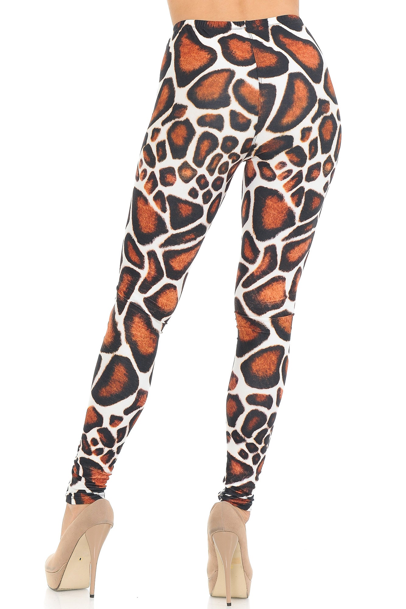 Creamy Soft Giraffe Print Leggings - USA Fashion (One Size Regular,Brown)