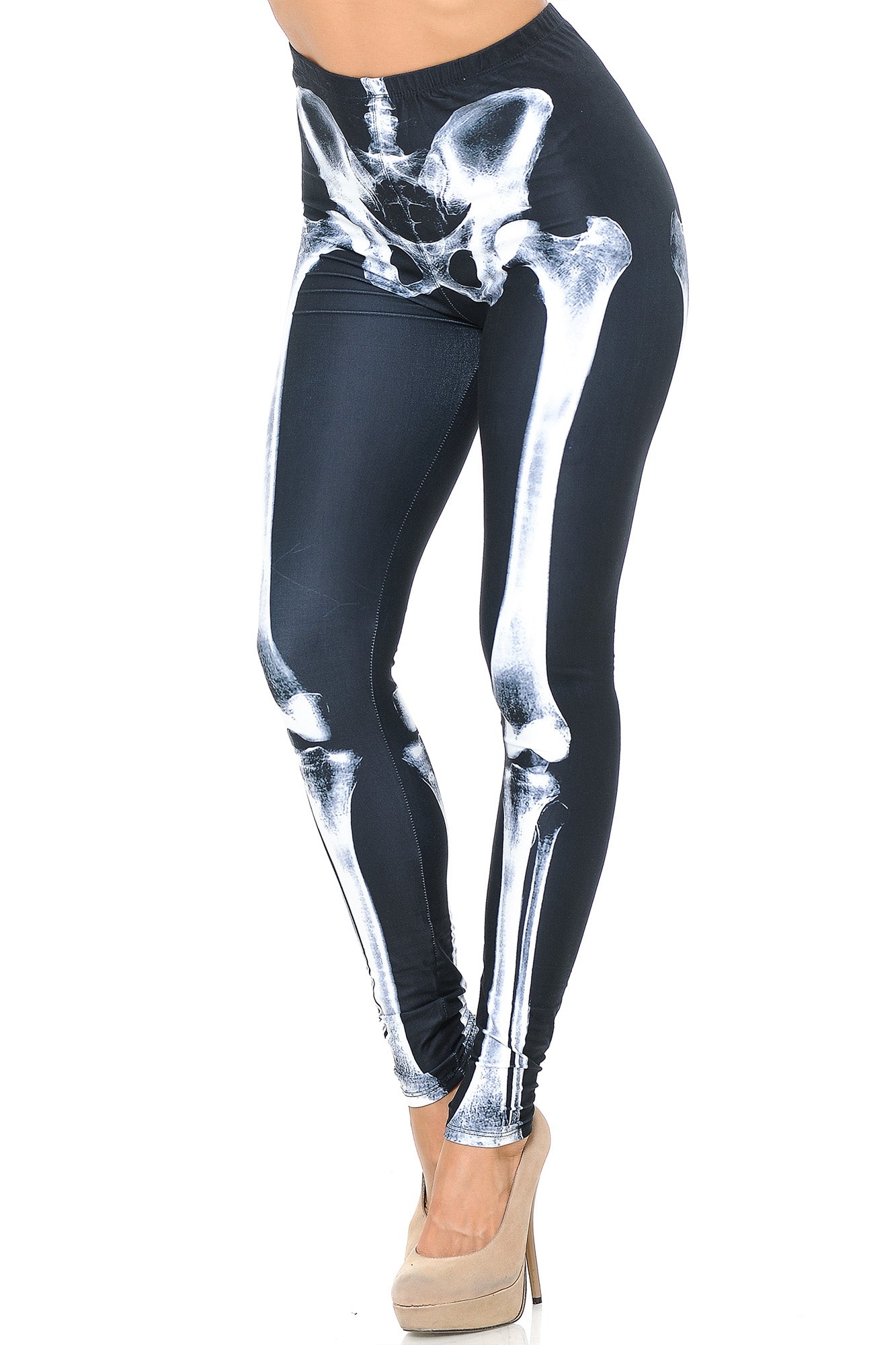 Creamy Soft X-Ray Skeleton Bones Leggings - USA Fashion (One Size Regular,Black)