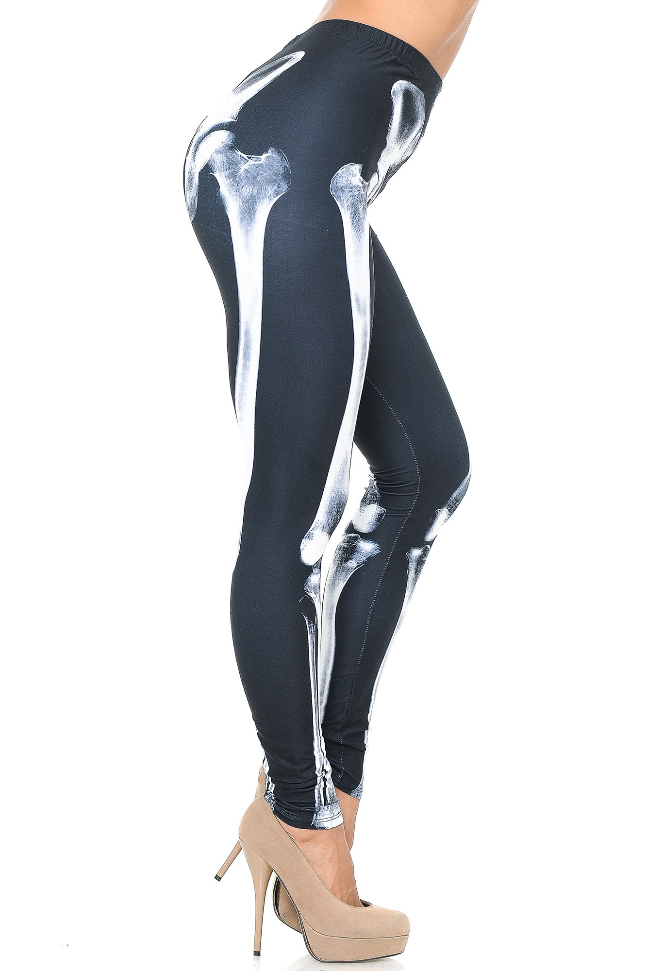 Creamy Soft X-Ray Skeleton Bones Leggings - USA Fashion (One Size Regular,Black)