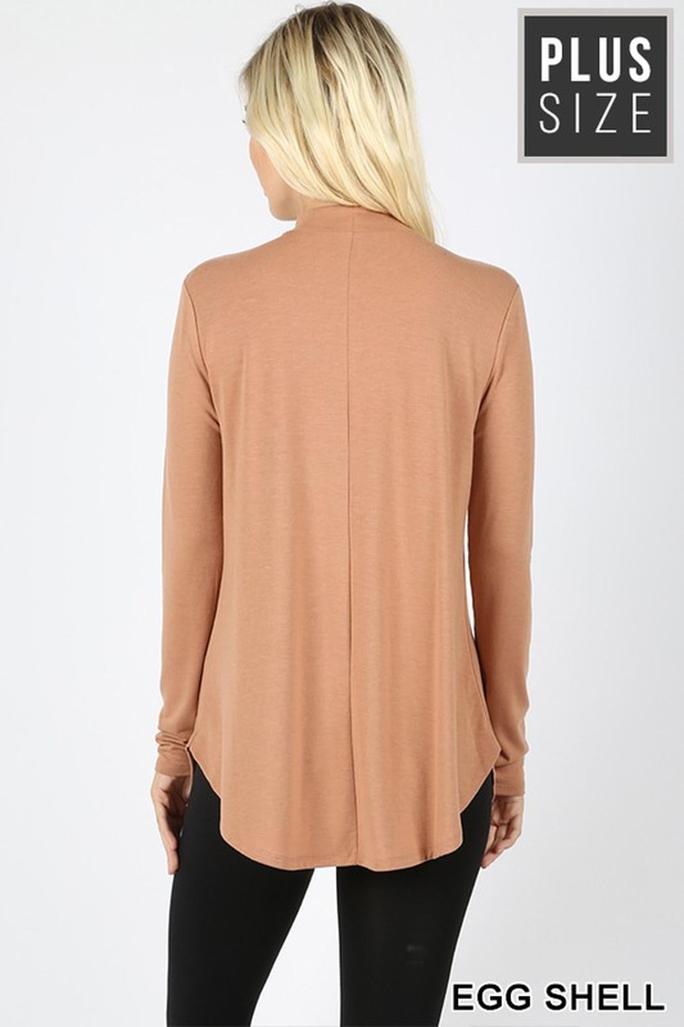 Premium Long Sleeve Mock Neck Round Hem Plus Size Top