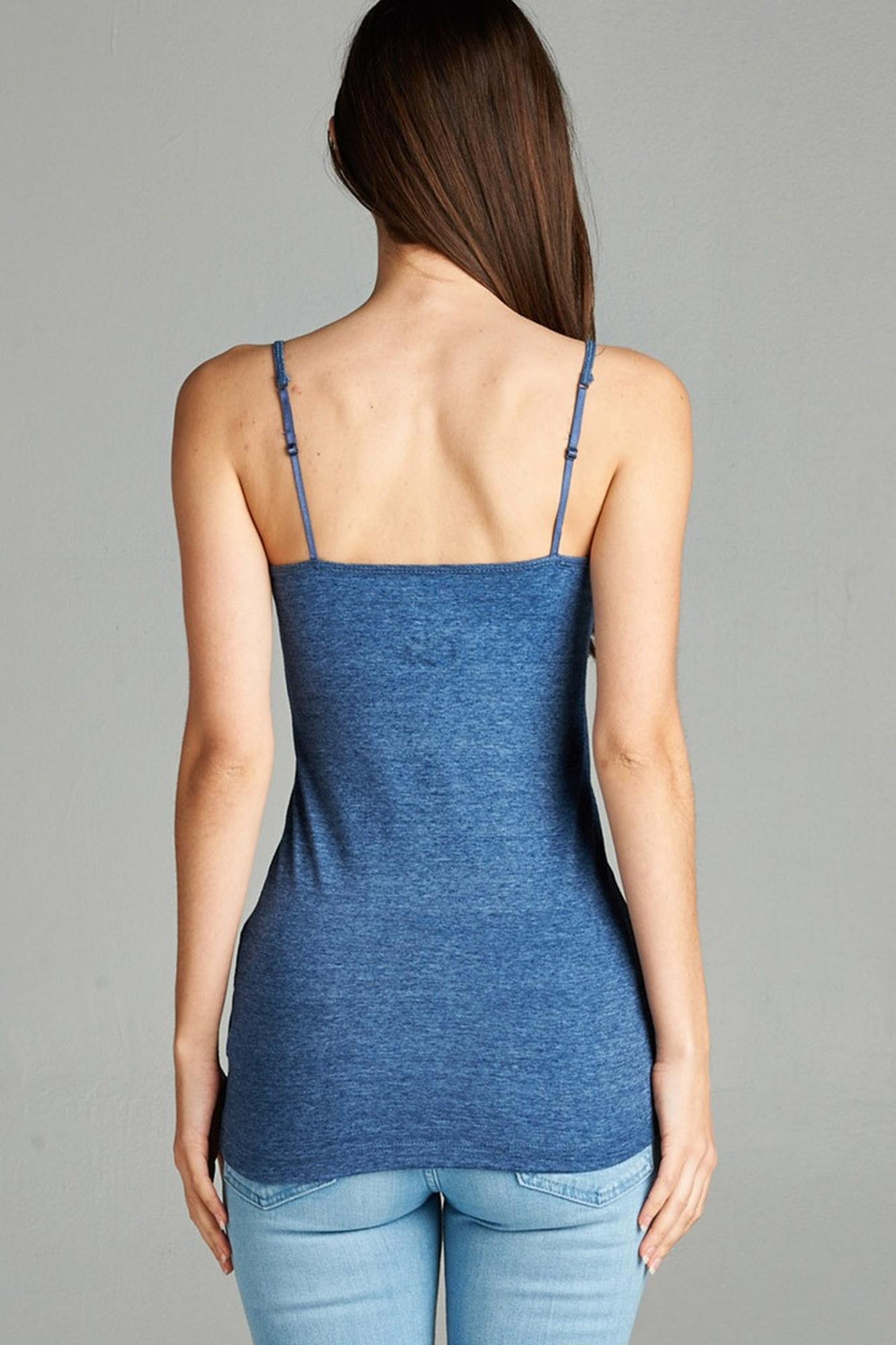Heathered Adjustable Spaghetti Strap Basic Top