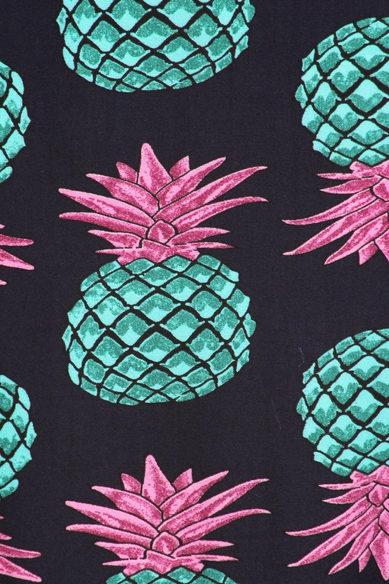 Buttery Soft Teal Pineapple Plus Size Maxi Skirt (One Size Plus,Teal)