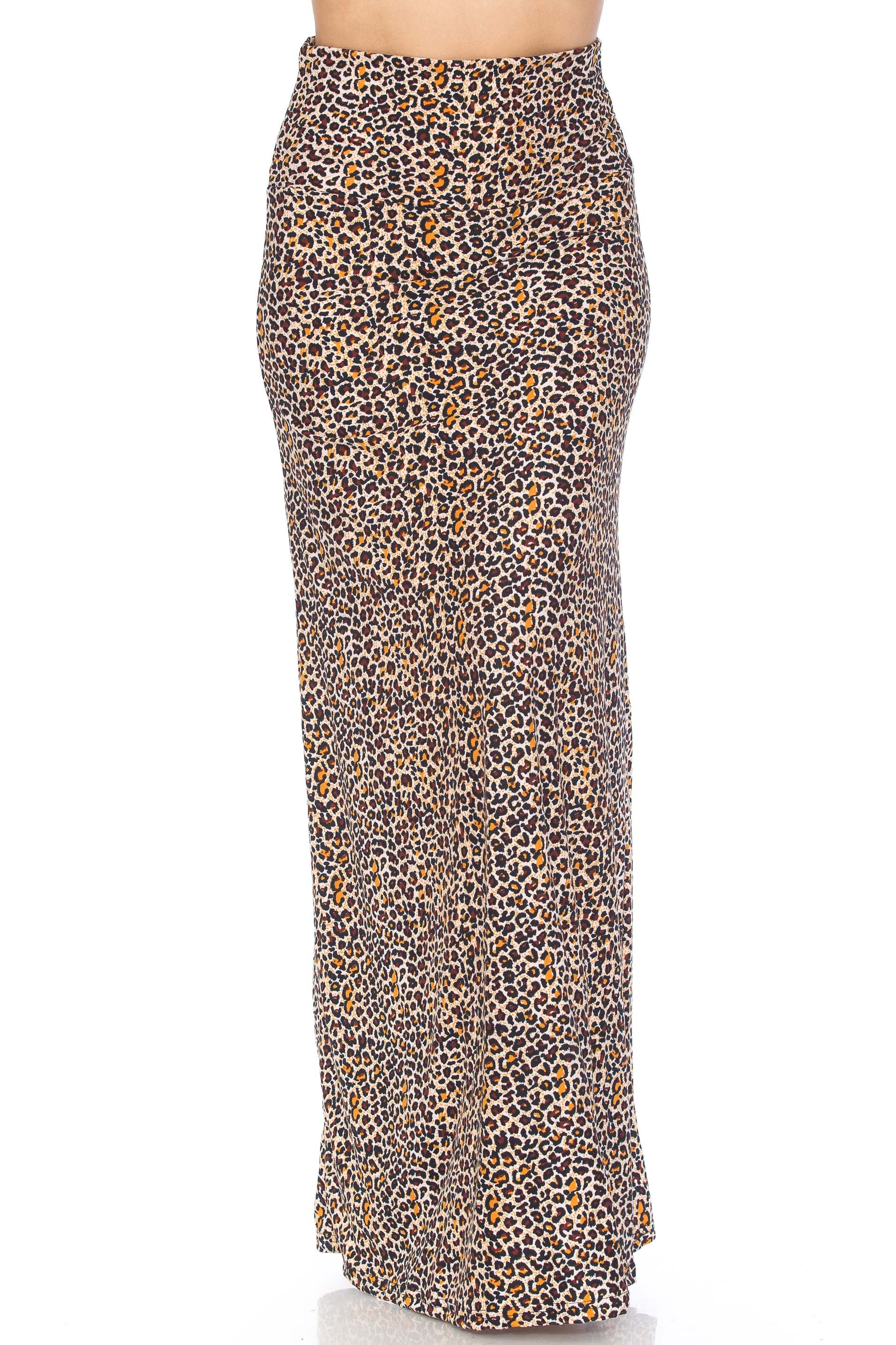 Buttery Soft Savage Leopard Plus Size Maxi Skirt (One Size Plus,Brown)