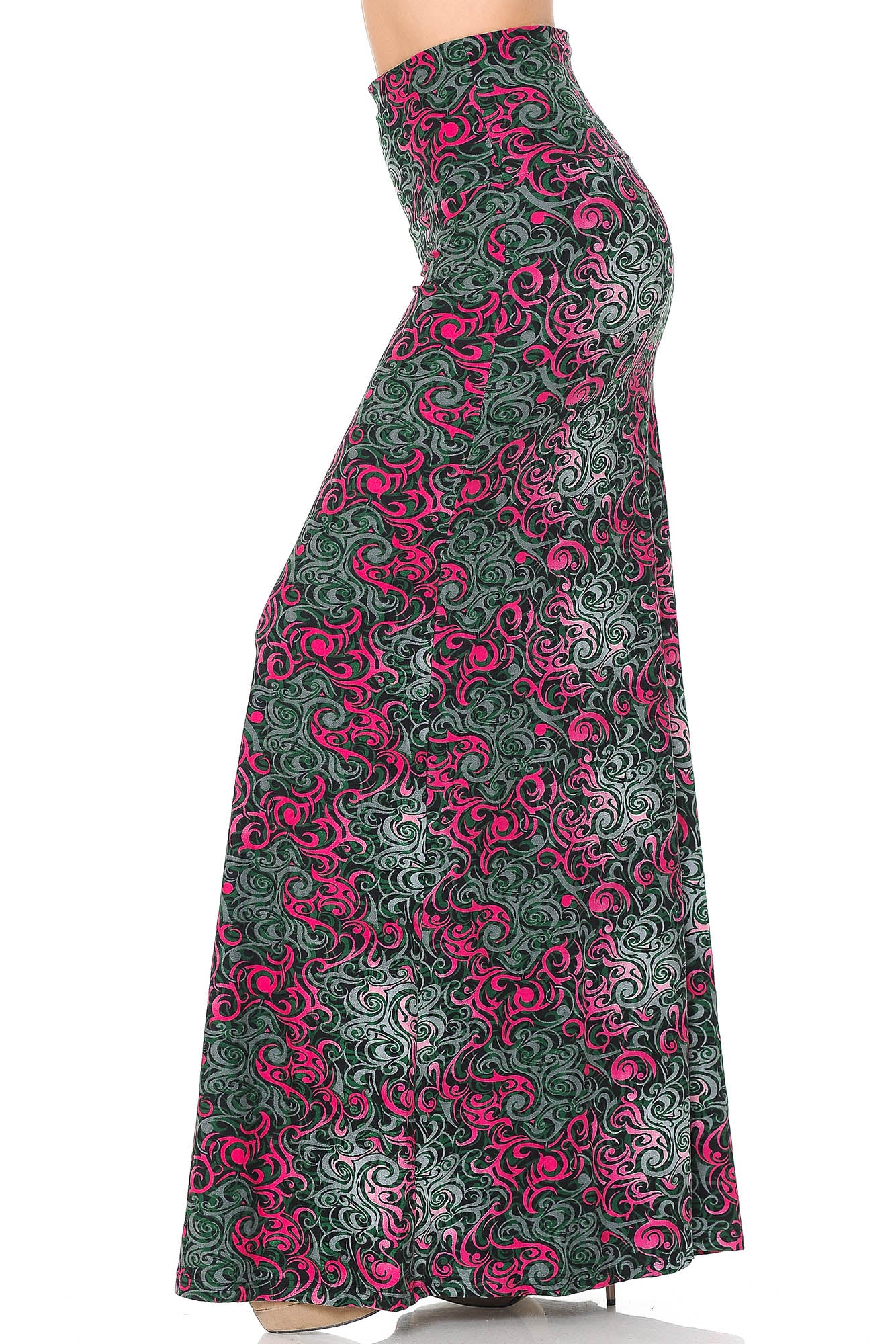 Buttery Soft Fuchsia Tangled Swirl Maxi Skirt (One Size Regular,Fuchsia)
