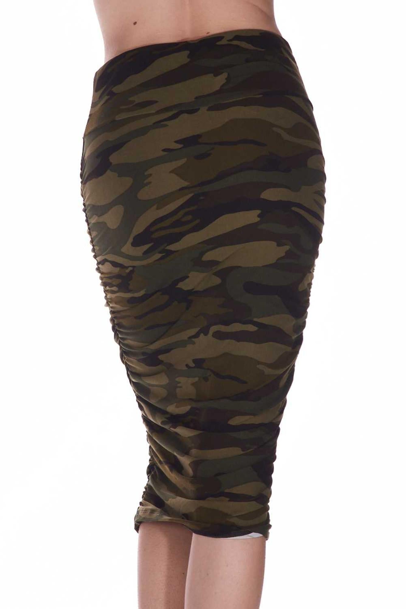 Buttery Smooth Green Camouflage Pencil Skirt