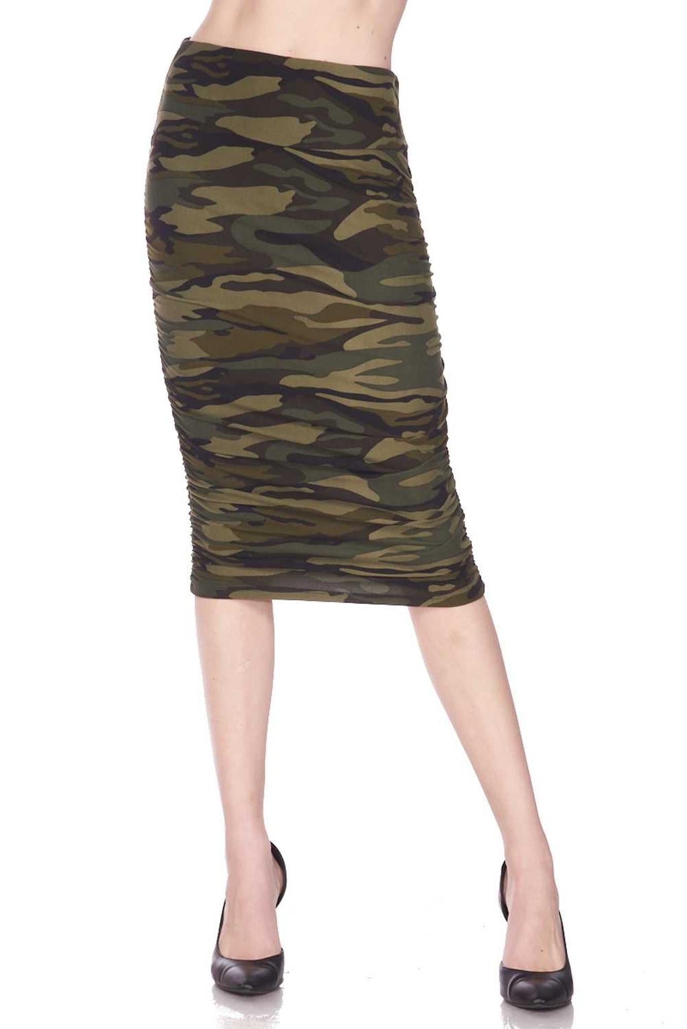 Buttery Smooth Green Camouflage Pencil Skirt