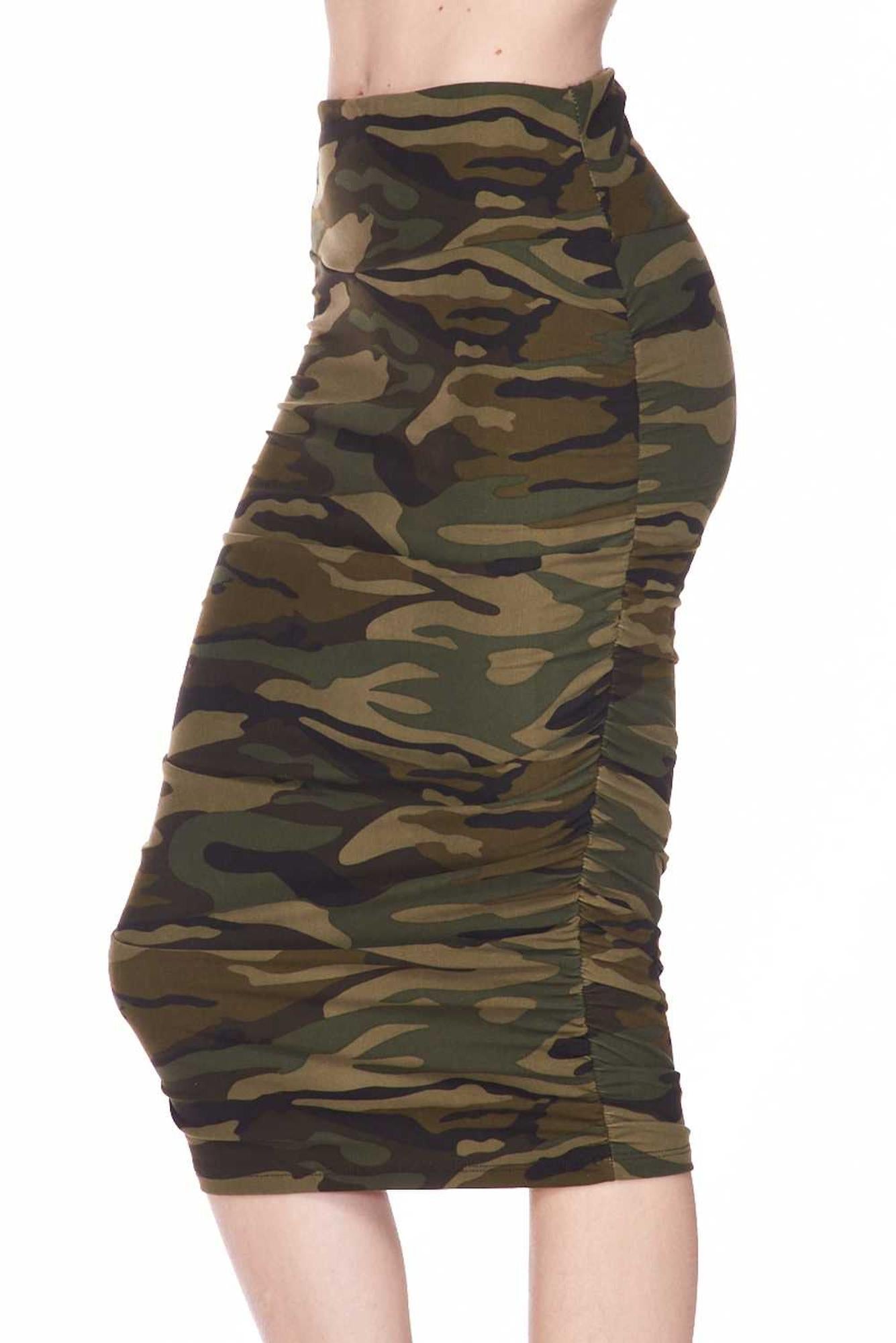 Buttery Smooth Green Camouflage Pencil Skirt