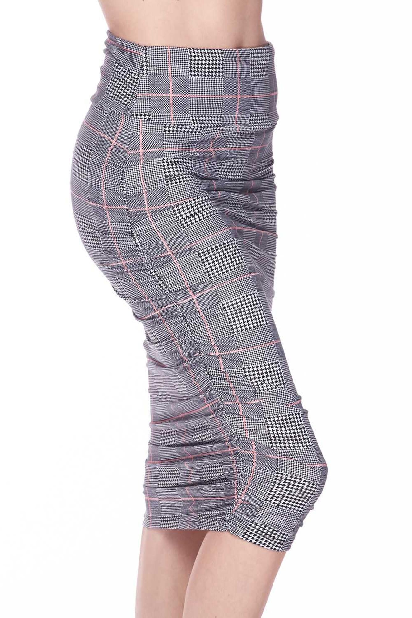 Buttery Smooth Coral Accent Glenn Plaid Pencil Skirt