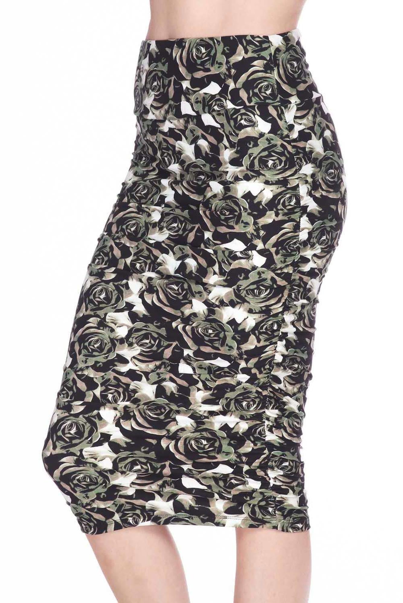 Buttery Smooth Olive Rose Pencil Skirt