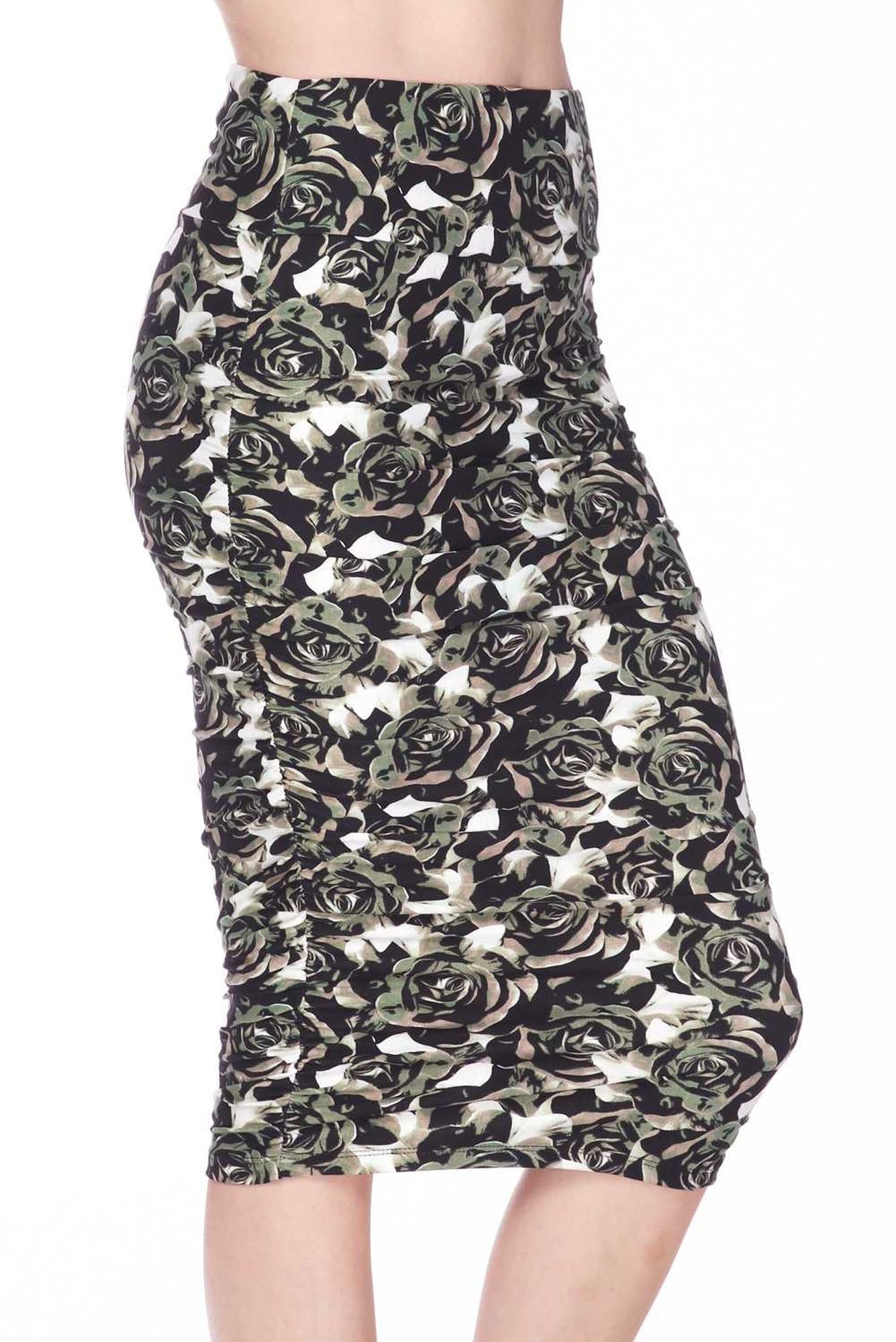 Buttery Smooth Olive Rose Pencil Skirt