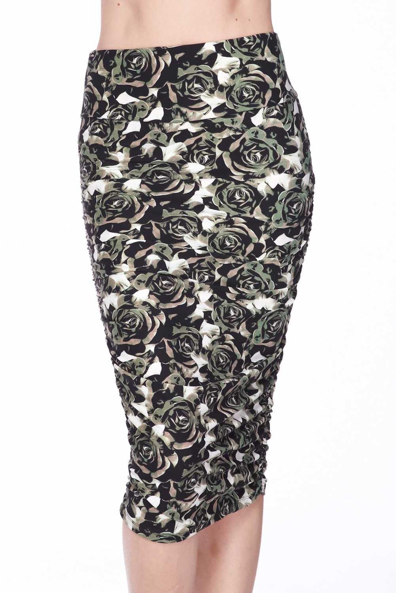 Buttery Smooth Olive Rose Pencil Skirt