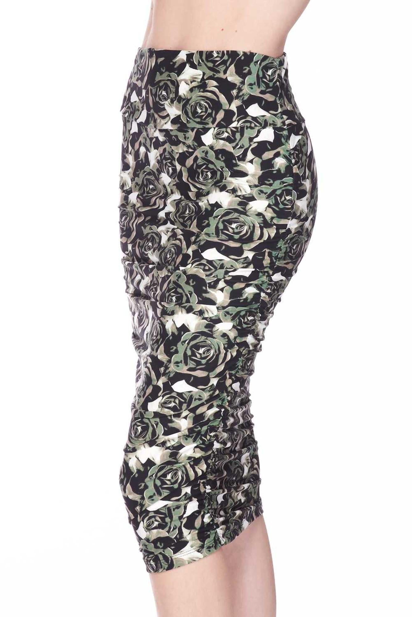 Buttery Smooth Olive Rose Pencil Skirt