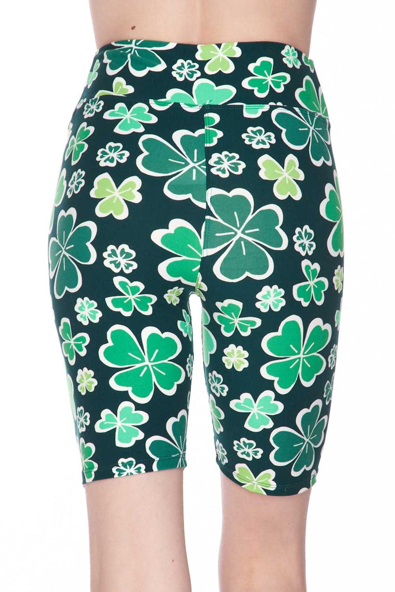 Buttery Soft Green Irish Clover Plus Size Shorts - 3 Inch (One Size Plus,Green)