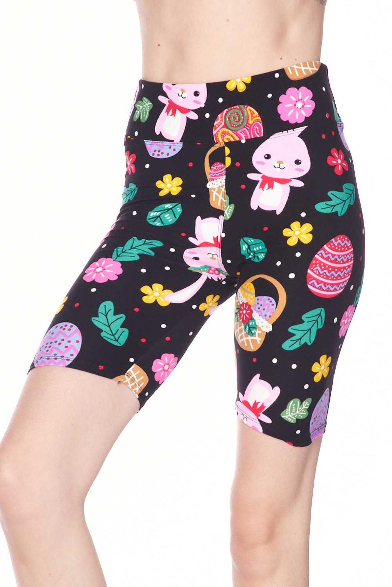 Buttery Soft Cute Bunnies and Easter Egg Shorts - 3 Inch (One Size Regular,Multi Color Bold)