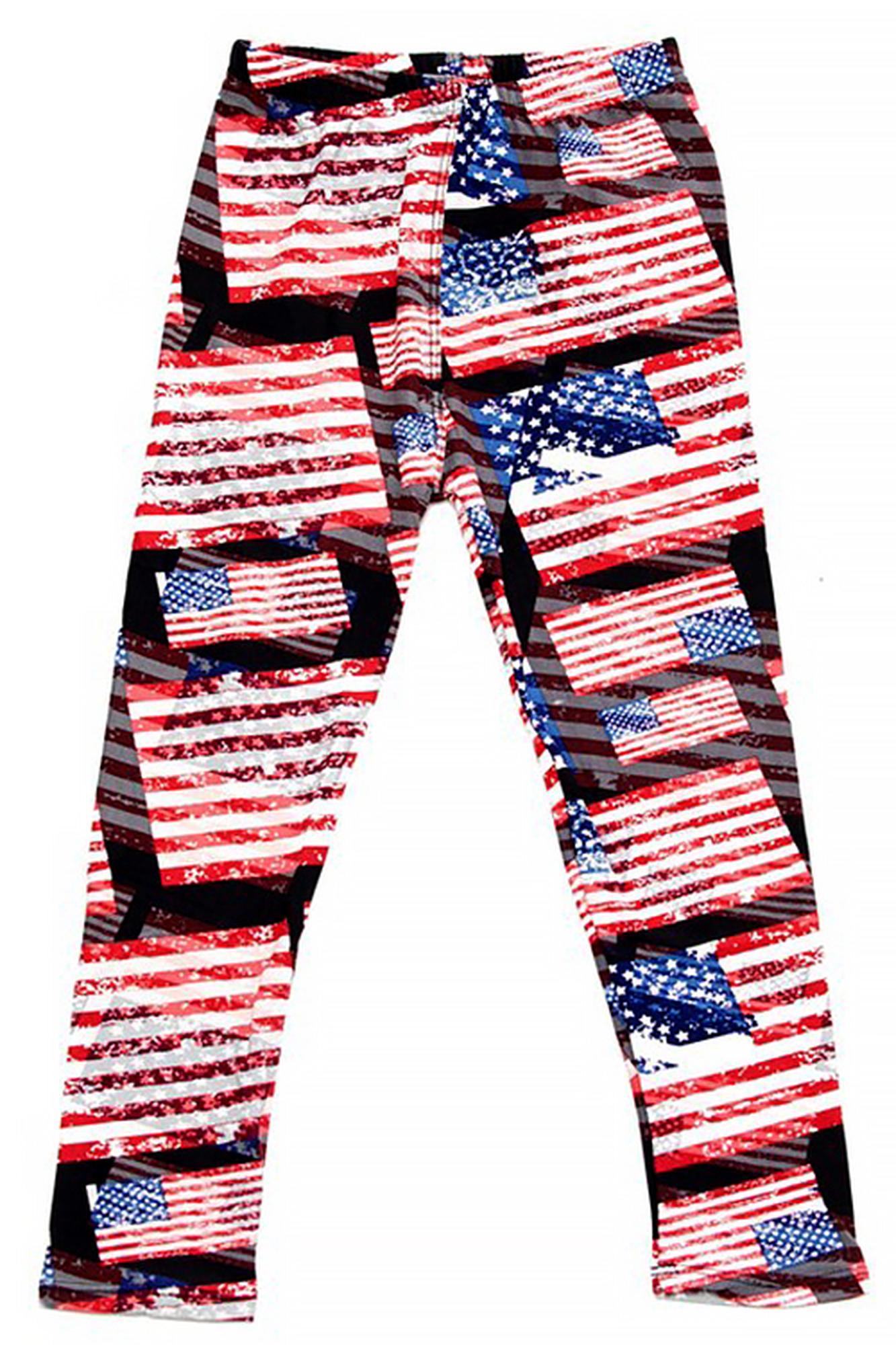 3D Hologram USA Flag Kids Leggings