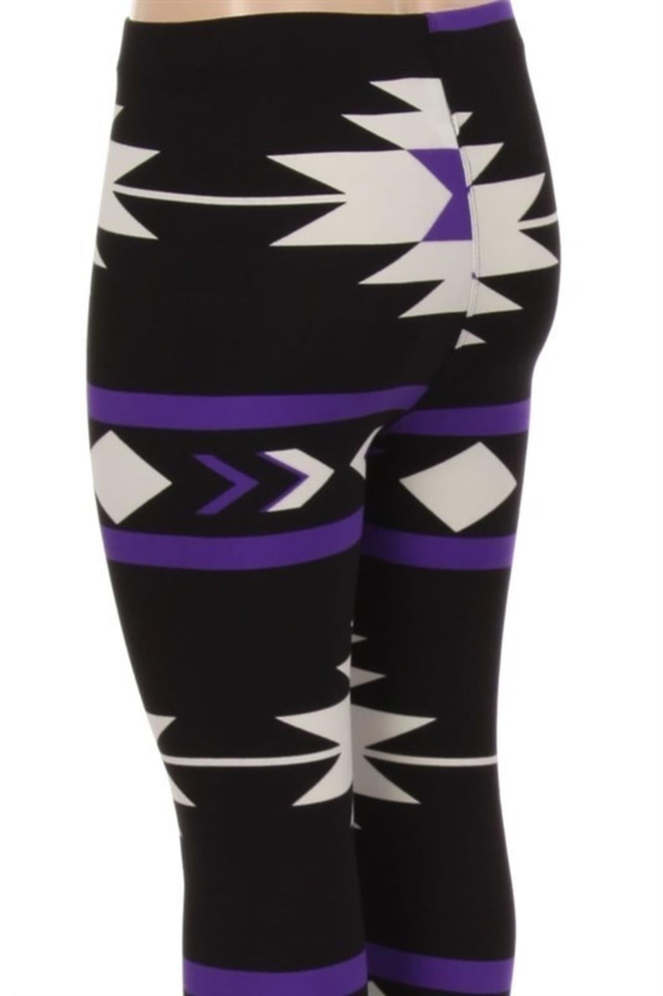 Brushed Purple Azteca Tribal Kids Leggings