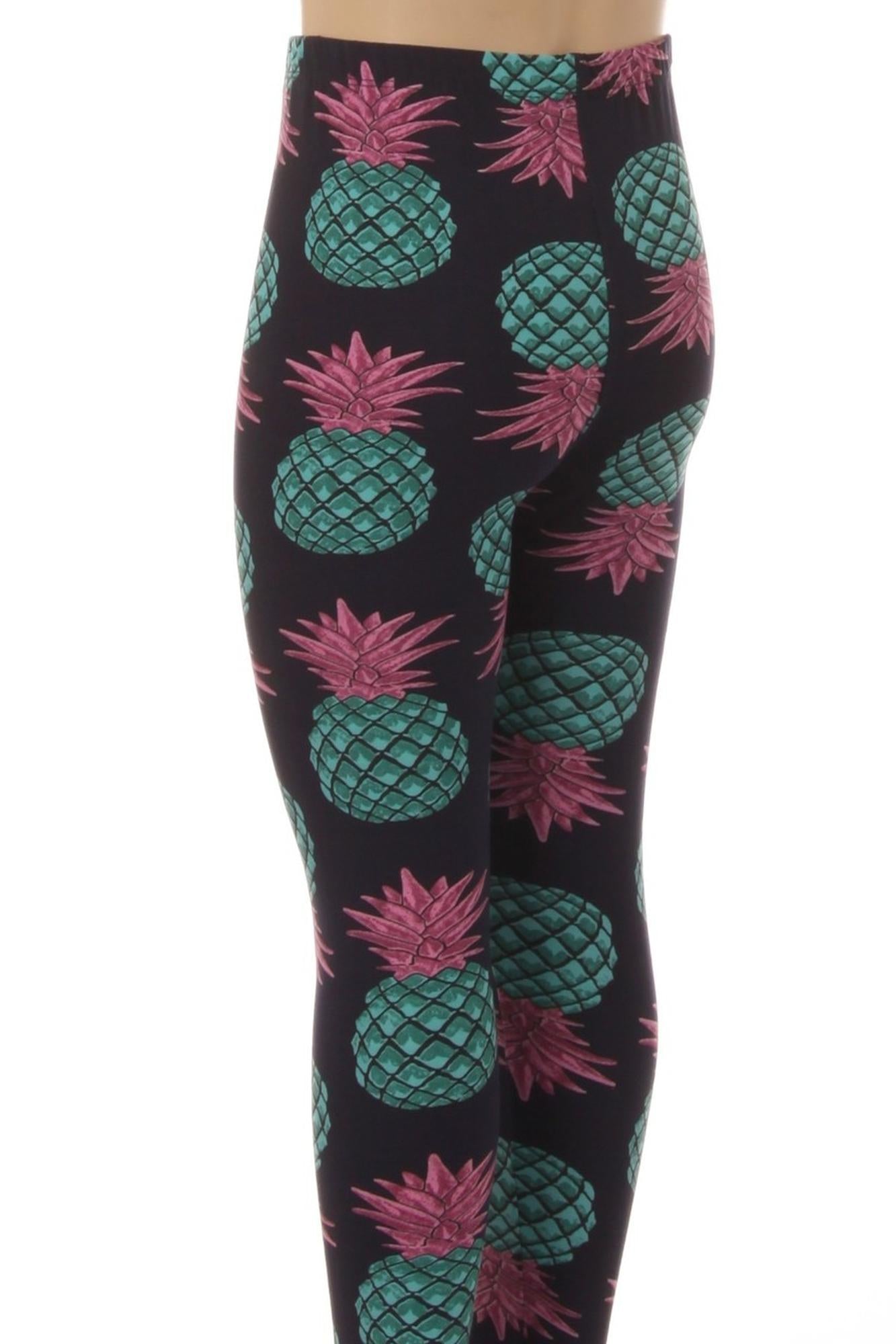 Brushed Teal Pineapple Kids Leggings - EEVEE