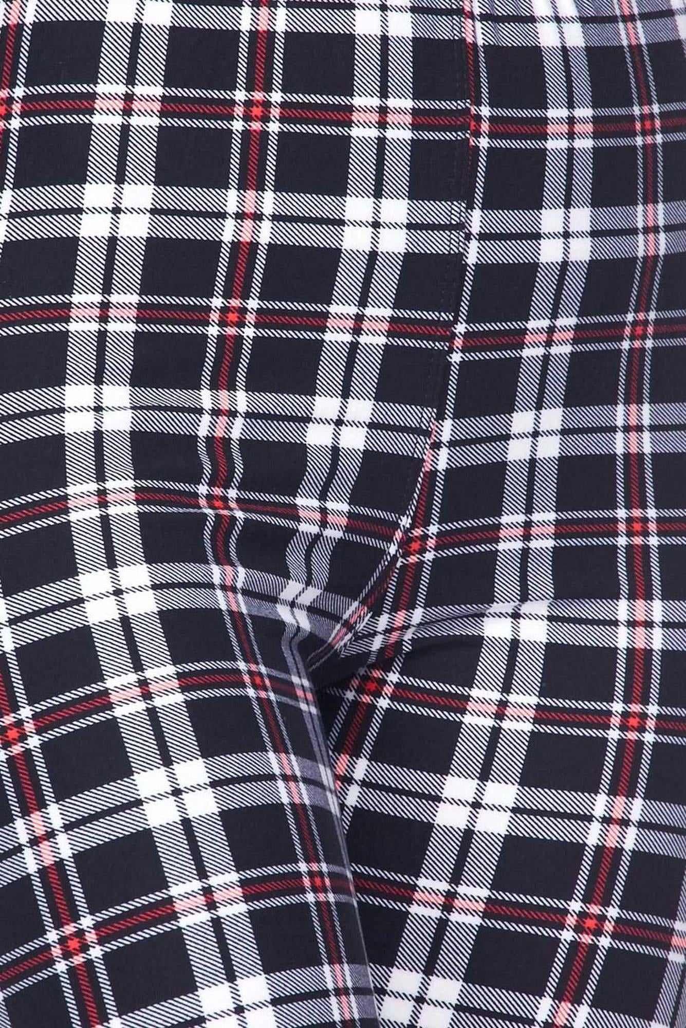Brushed Burgundy Stripes Plaid Kids Leggings