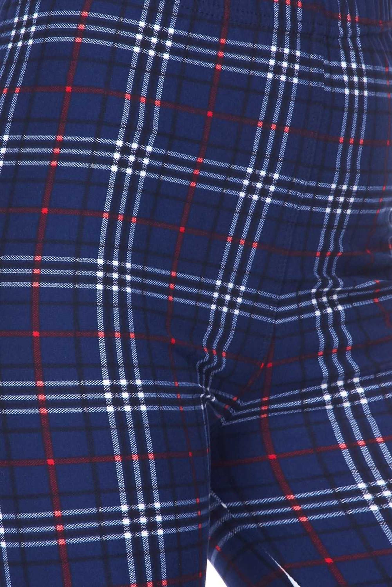 Brushed Navy Blue Plaid Kids Leggings