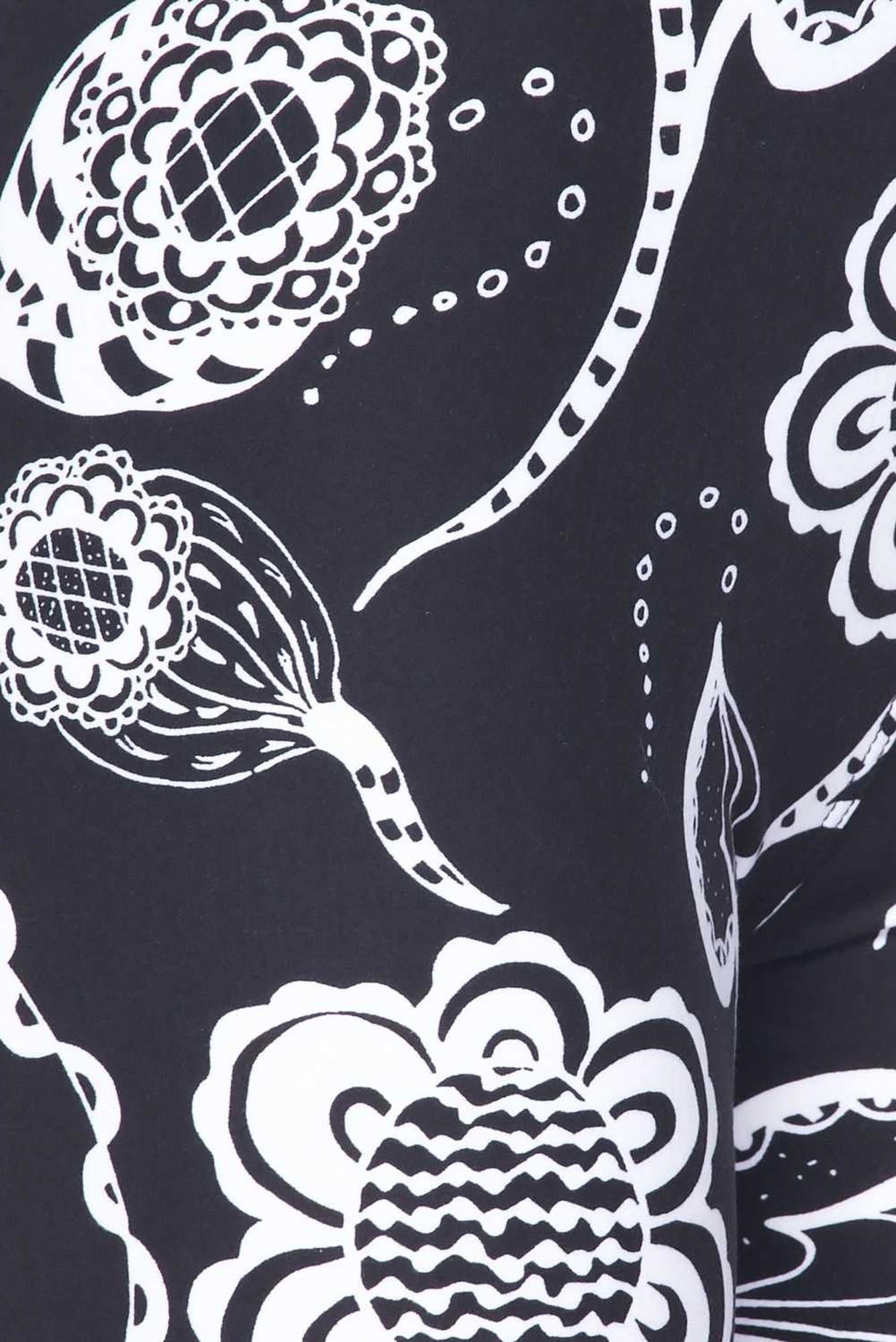 Brushed Black and White Elegant Floral Kids Leggings