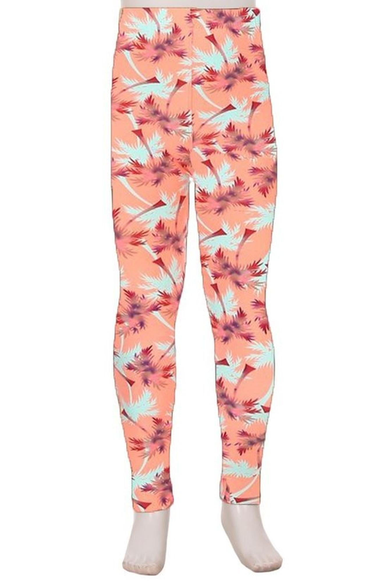 Brushed Peach Palm Trees Kids Leggings