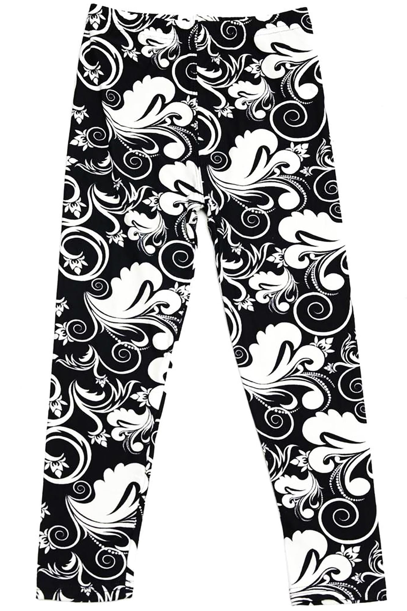 Brushed Floral Damask Kids Leggings