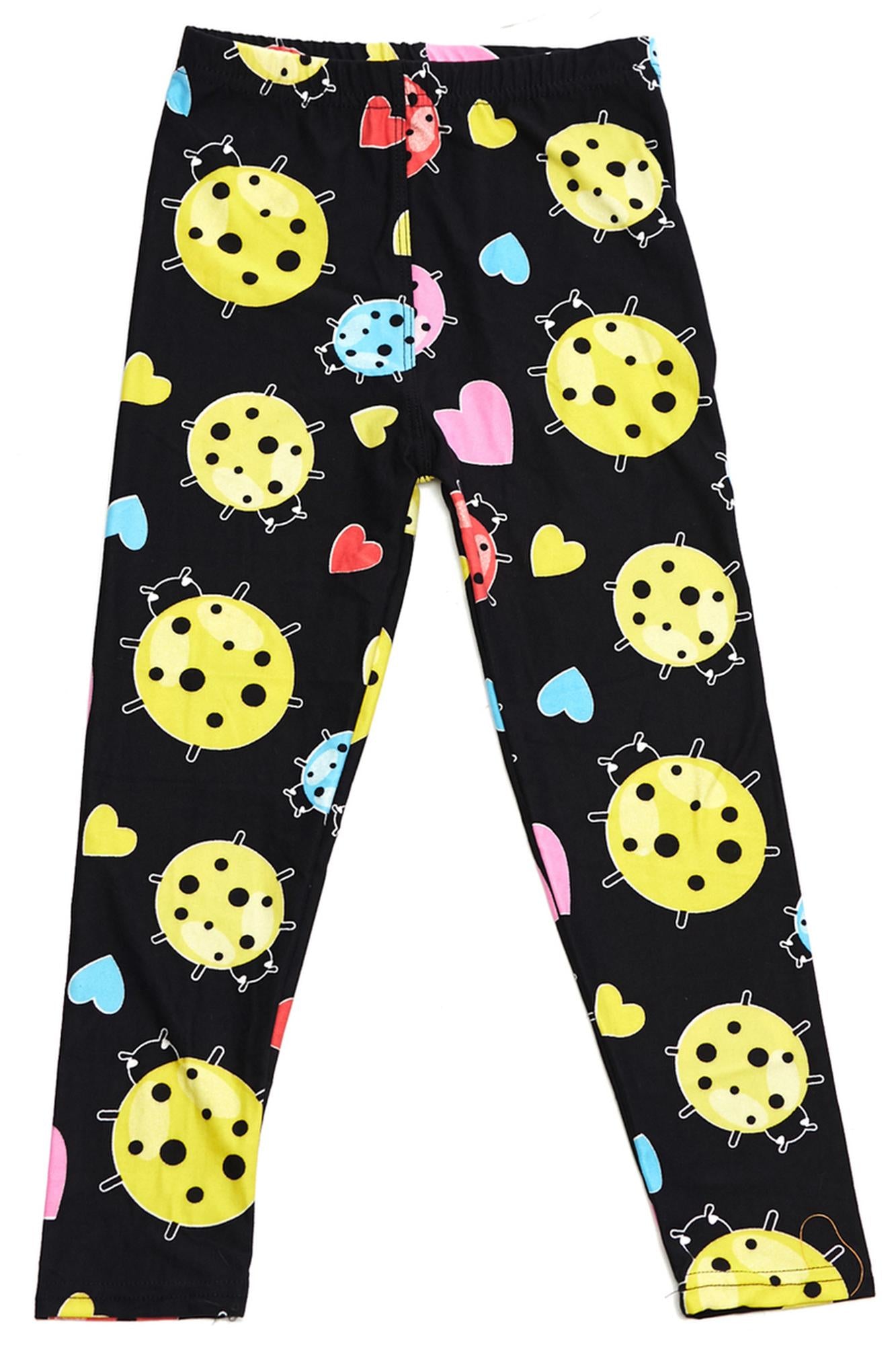 Brushed Ladybugs and Hearts Kids Leggings
