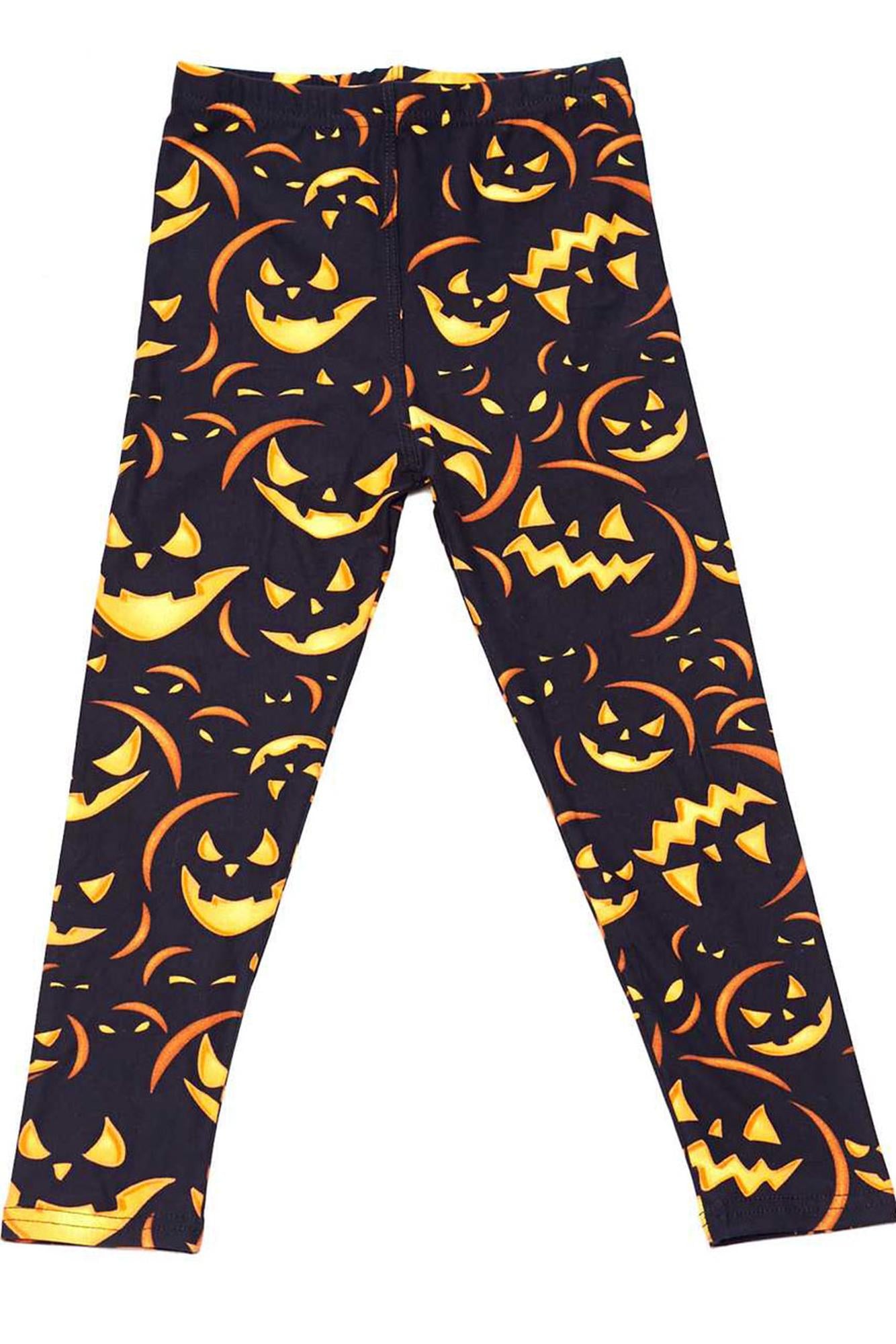 Soft Brushed Evil Halloween Pumpkins Kids Leggings