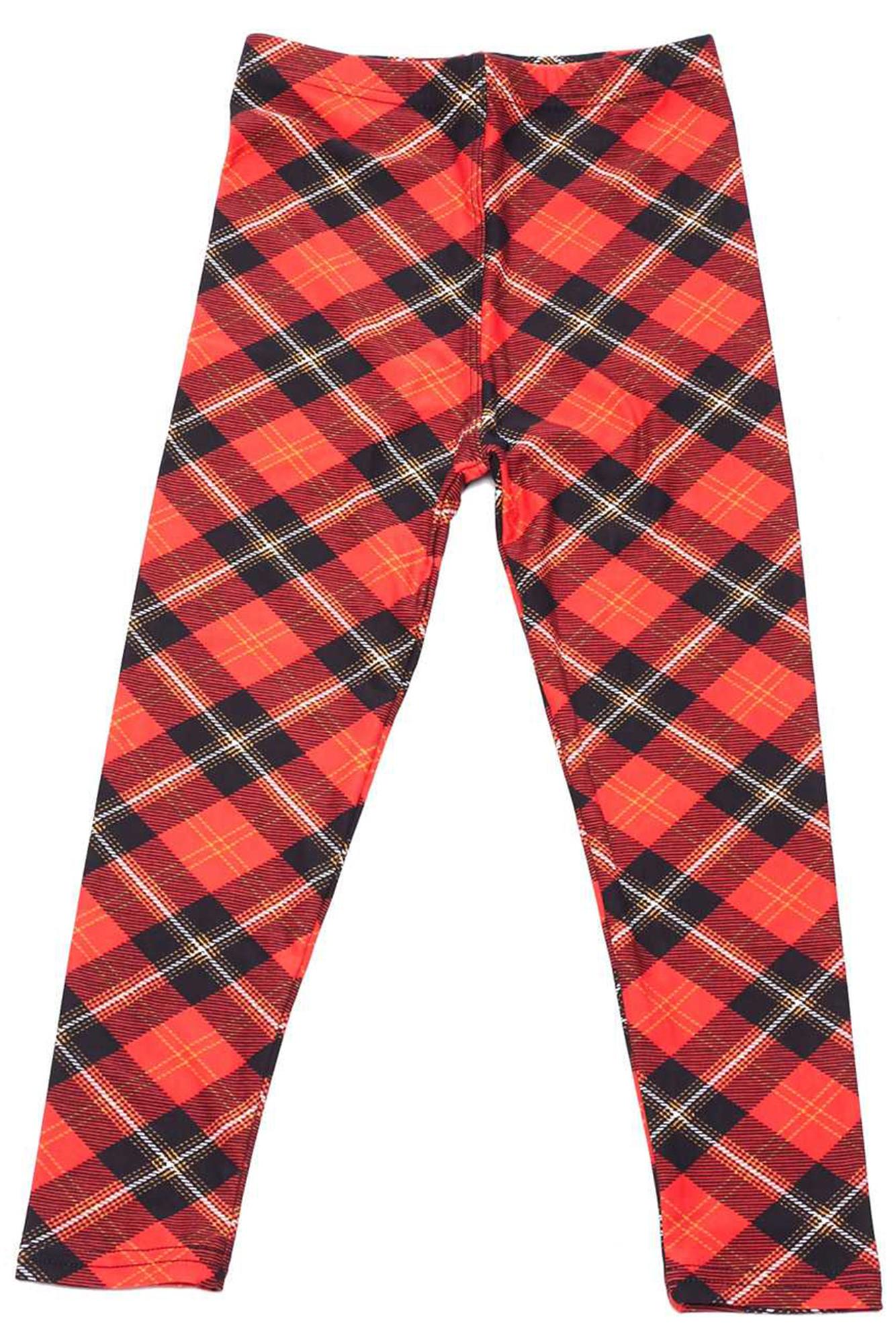 Brushed Classic Red Plaid Kids Leggings