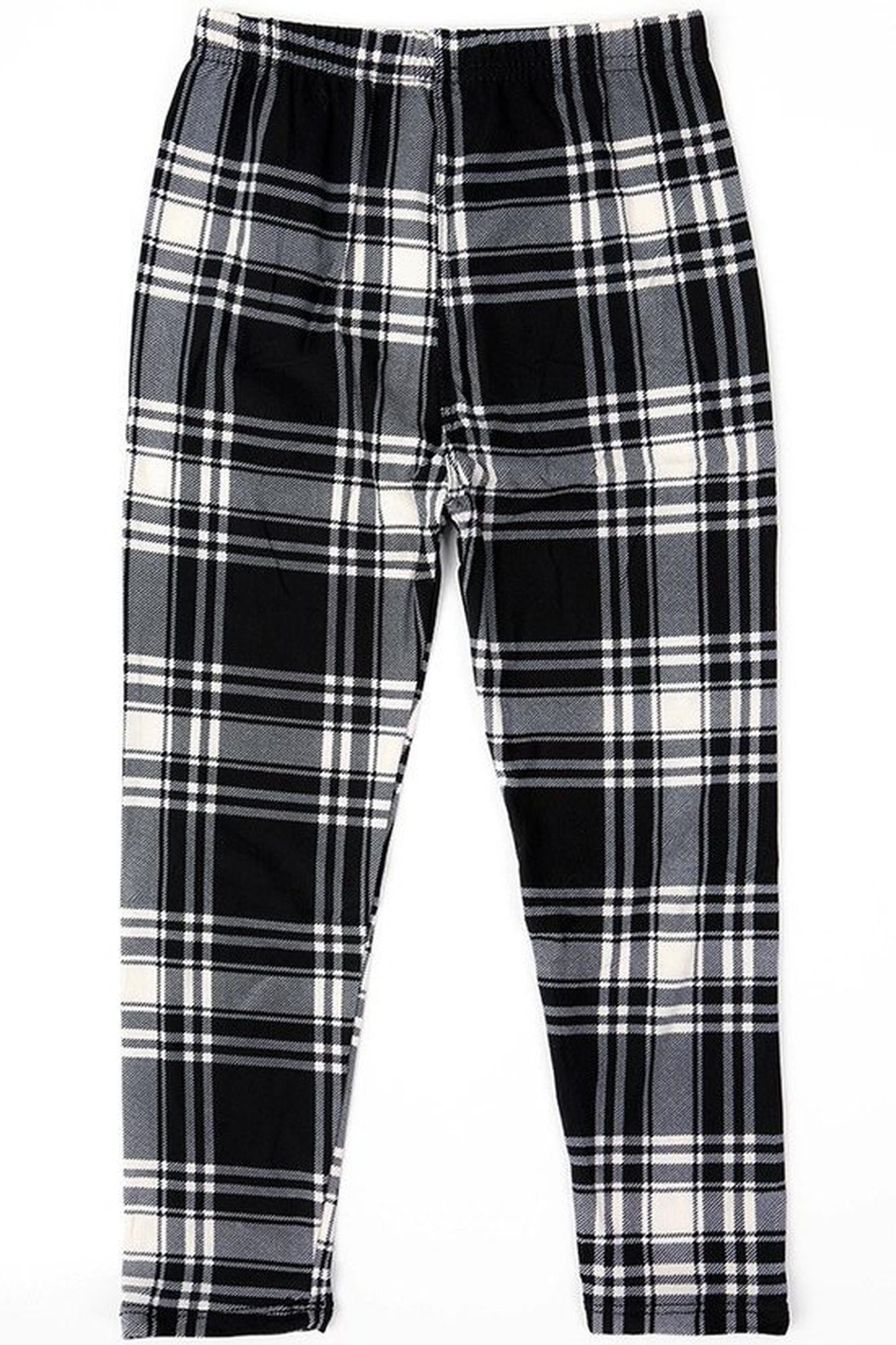 Brushed White Plaid Kids Leggings