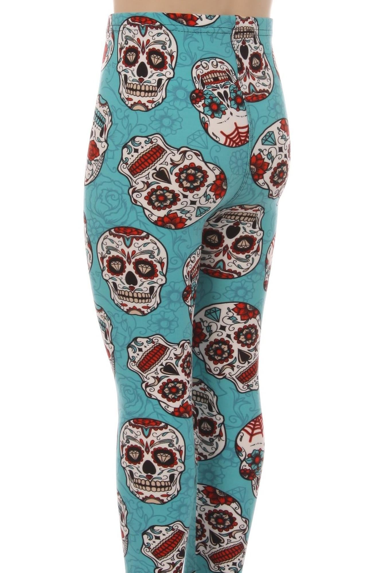 Teal Sugar Skull Kid's Leggings