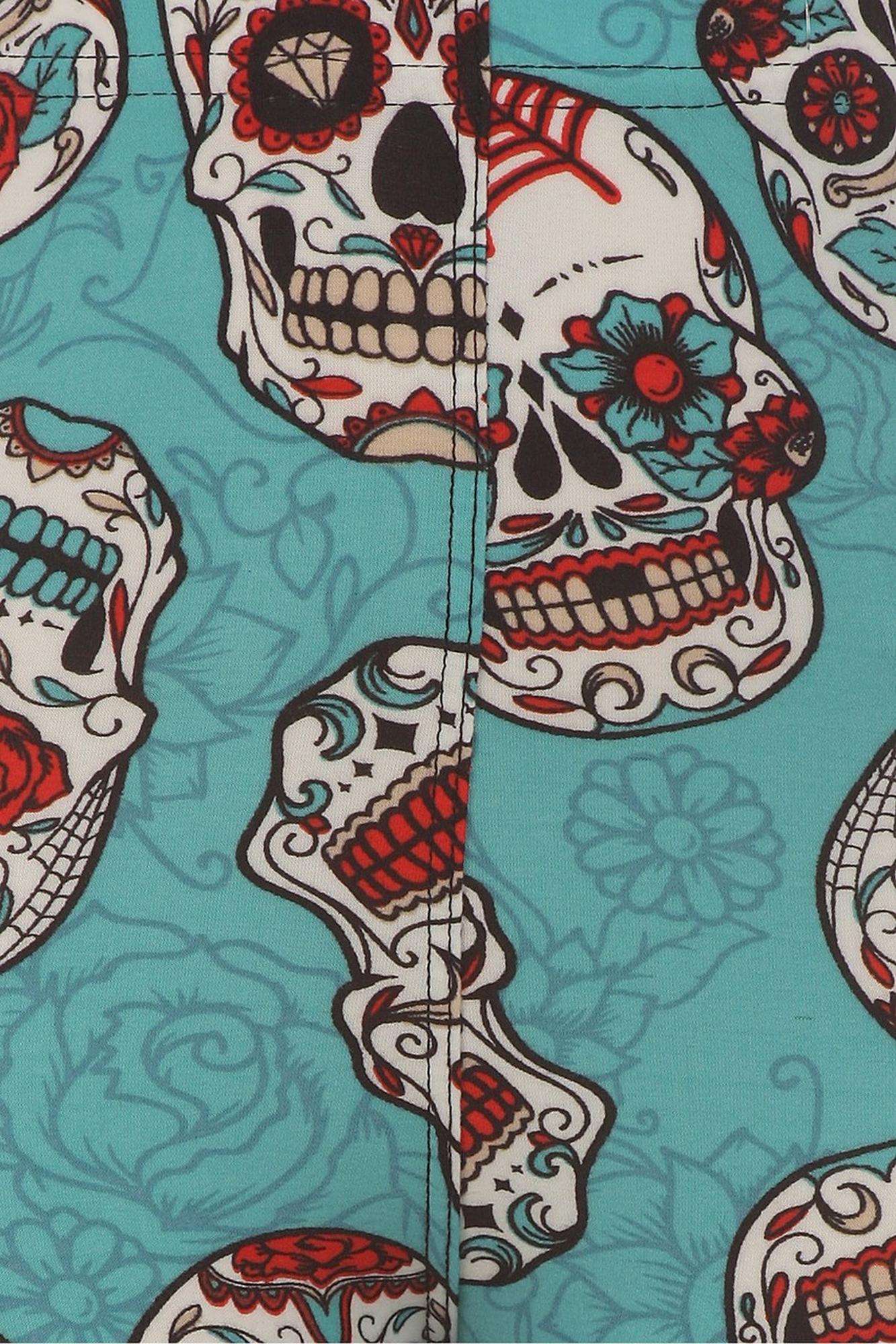 Teal Sugar Skull Kid's Leggings