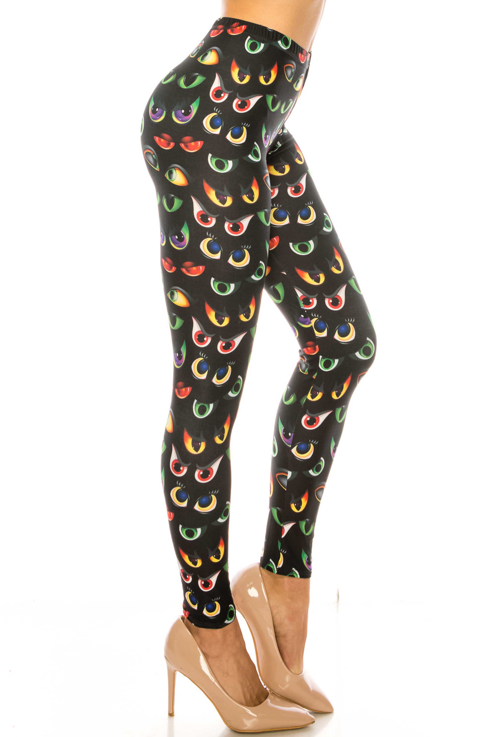 Creamy Soft Evil Cartoon Eyes Kids Leggings - USA Fashion™