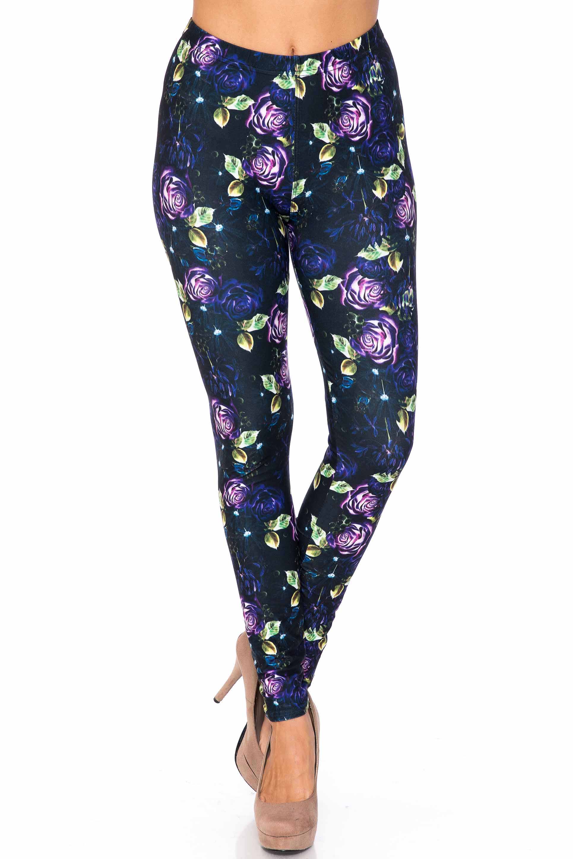 Creamy Soft Purple and Violet Rose Kids Leggings - USA Fashion™