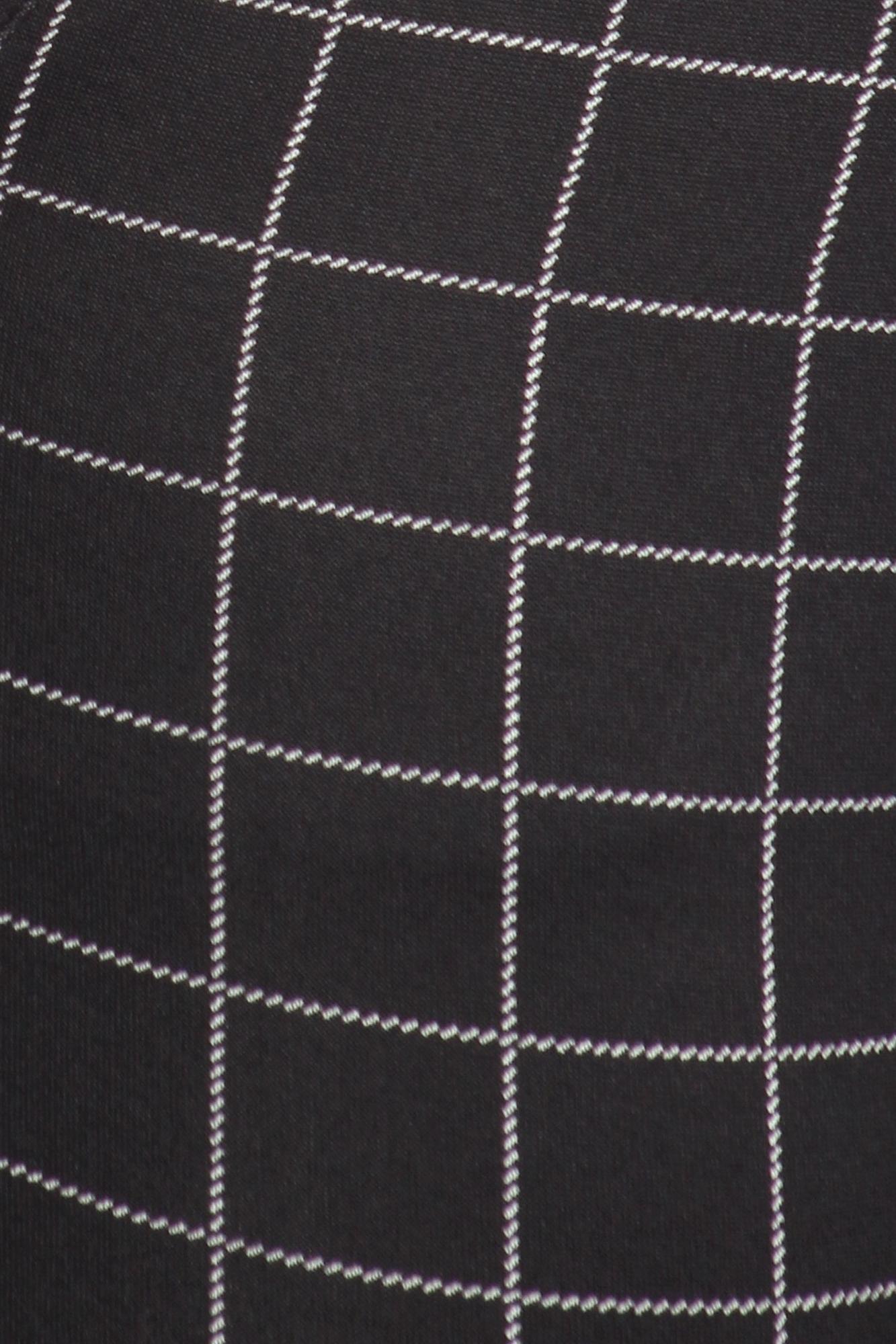 Black and White Grid Print High Waisted Body Sculpting Treggings with Pockets
