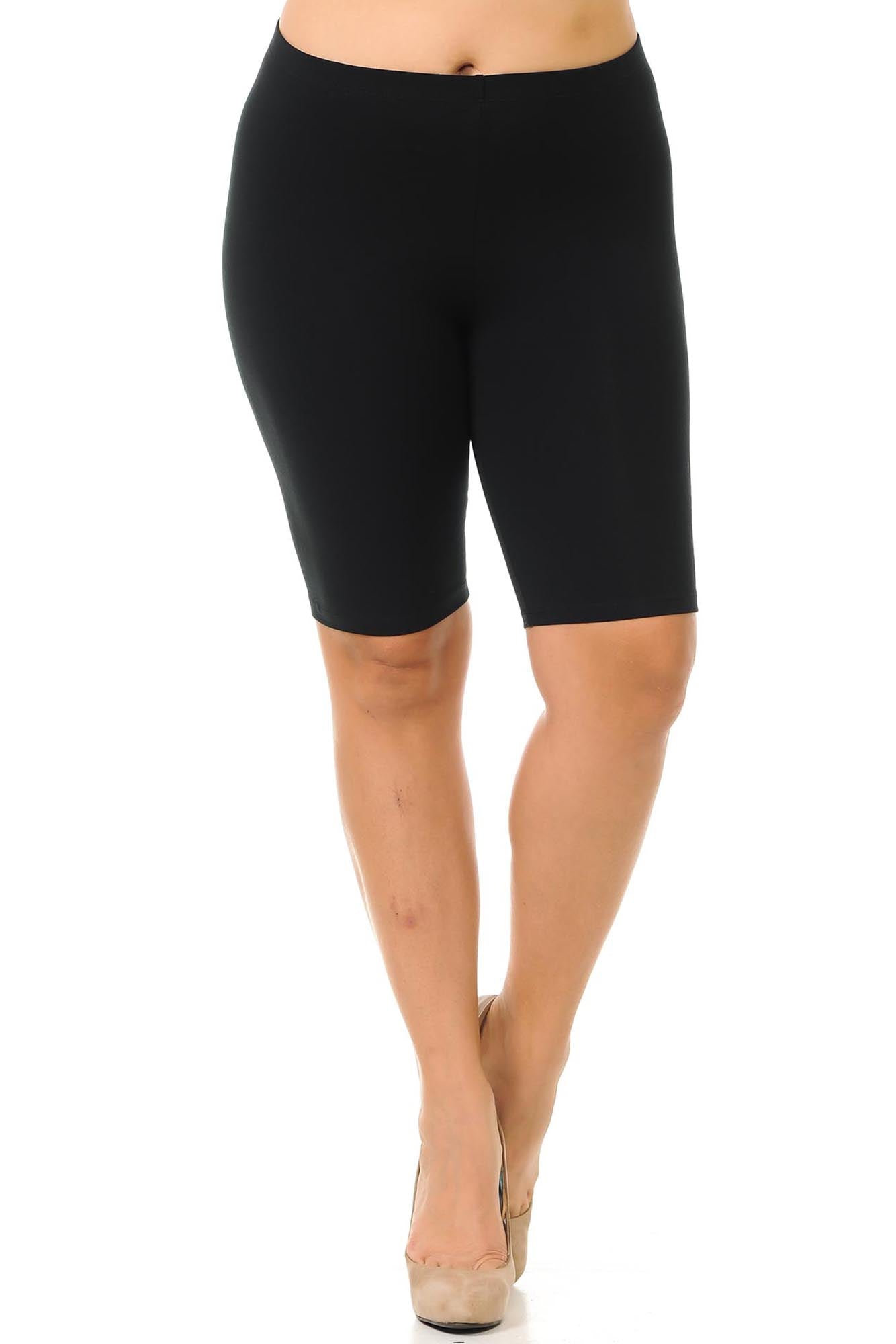 USA Basic Cotton Plus Size Biker Shorts | Bermuda Shorts