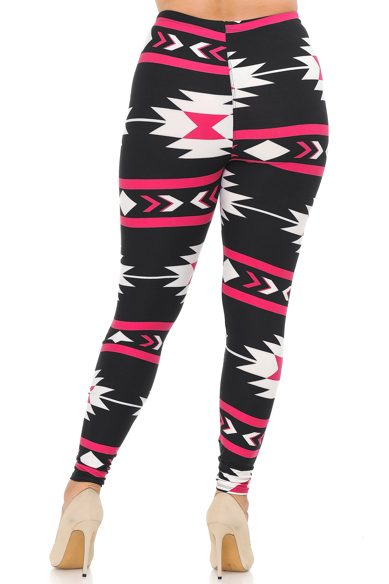 Buttery Soft Magenta Aztec Tribal Plus Size Leggings (One Size Plus,Magenta)