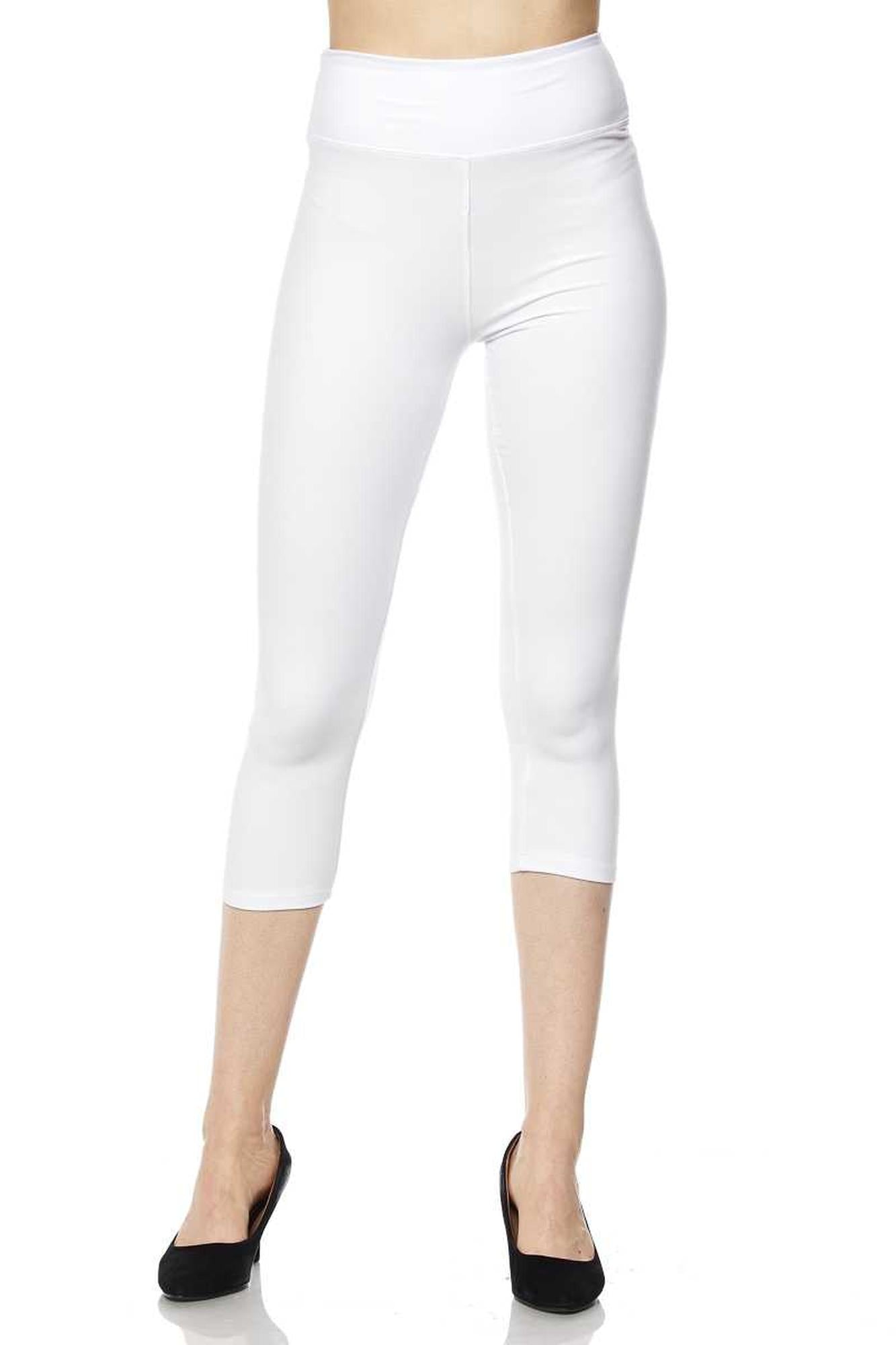 Brushed Basic Solid High Waisted Plus Size Capris - 3 Inch - New Mix