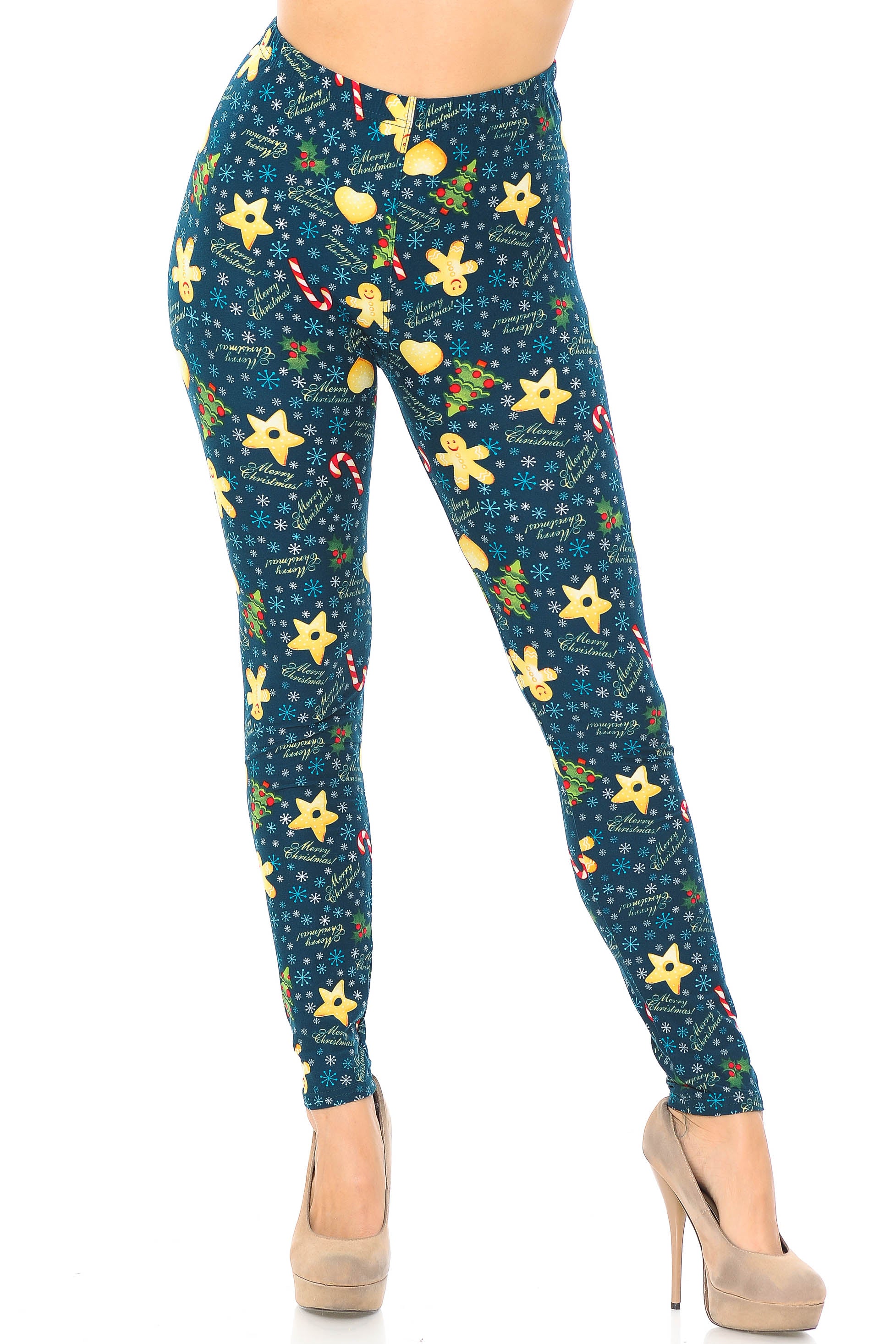 Buttery Soft A Very Merry Christmas Plus Size Leggings (One Size Plus,Green)