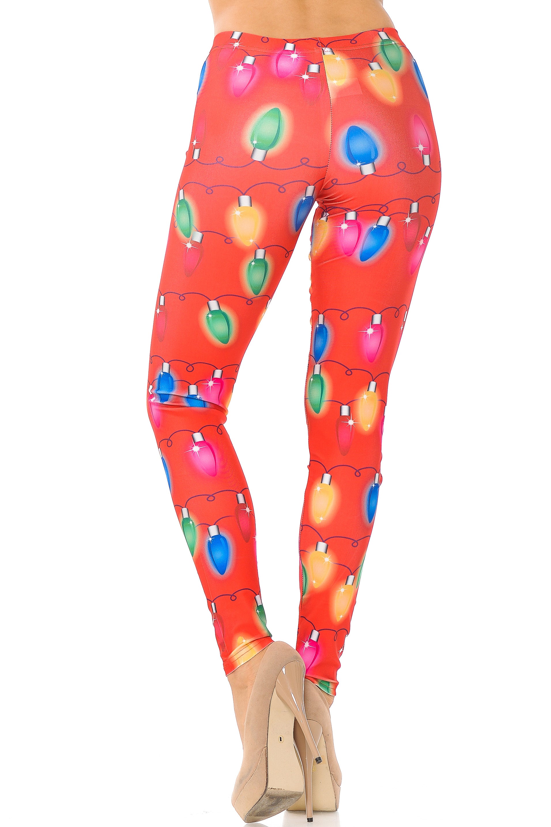 Ruby Red Colorful Christmas Lights Leggings - Plus Size