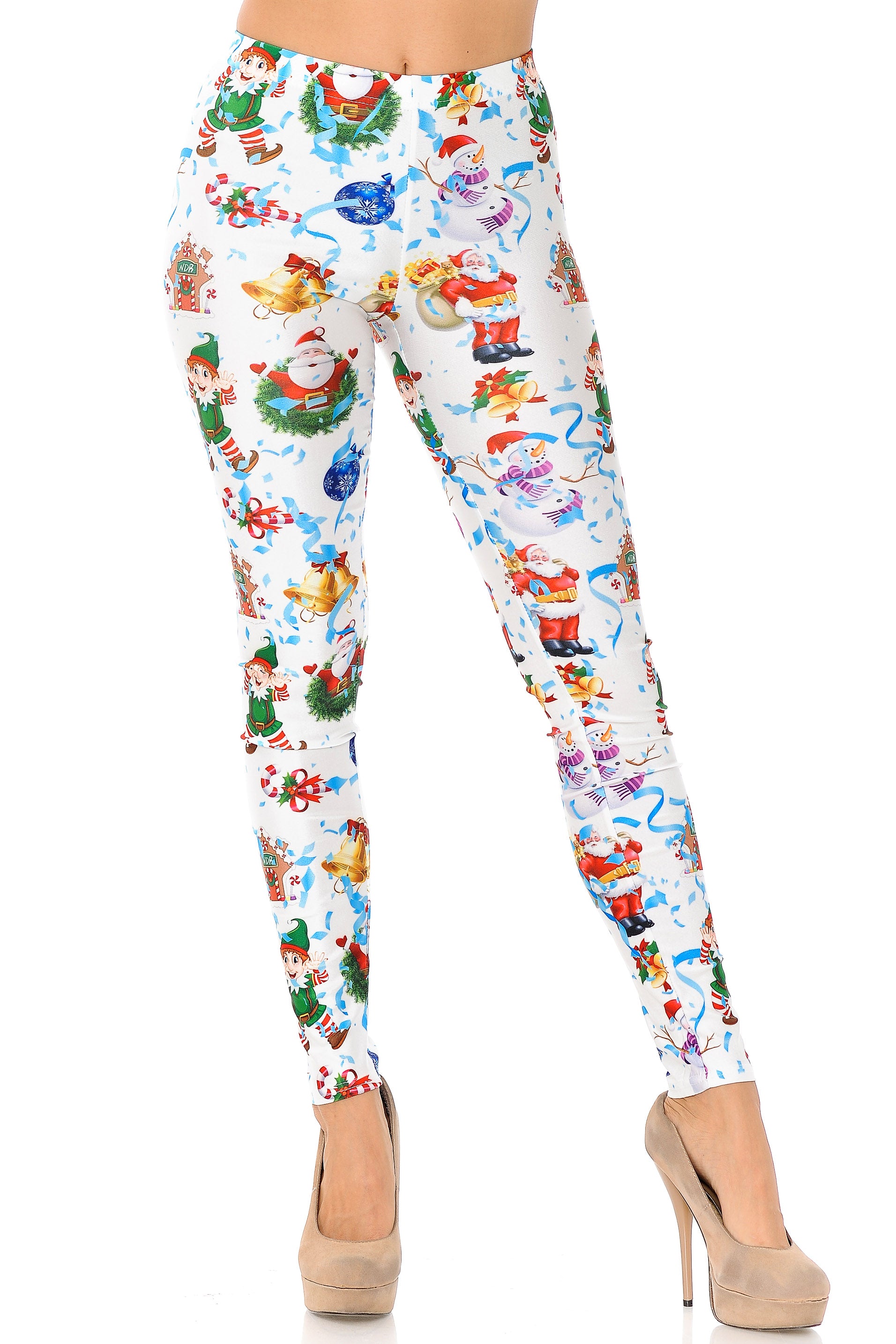 White Wonderful Festive Christmas Leggings - Plus Size