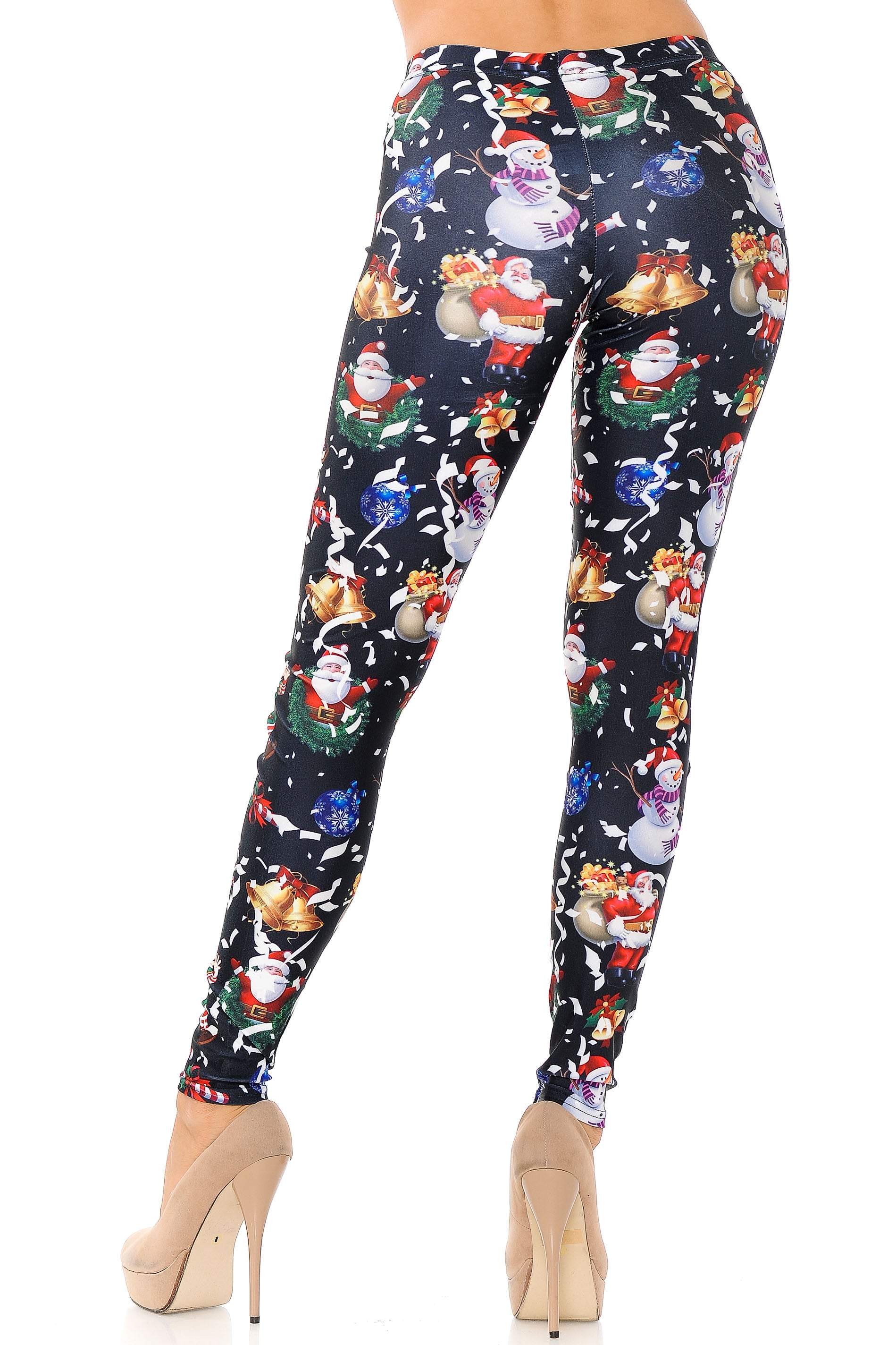 Black Wonderful Festive Christmas Leggings - Plus Size