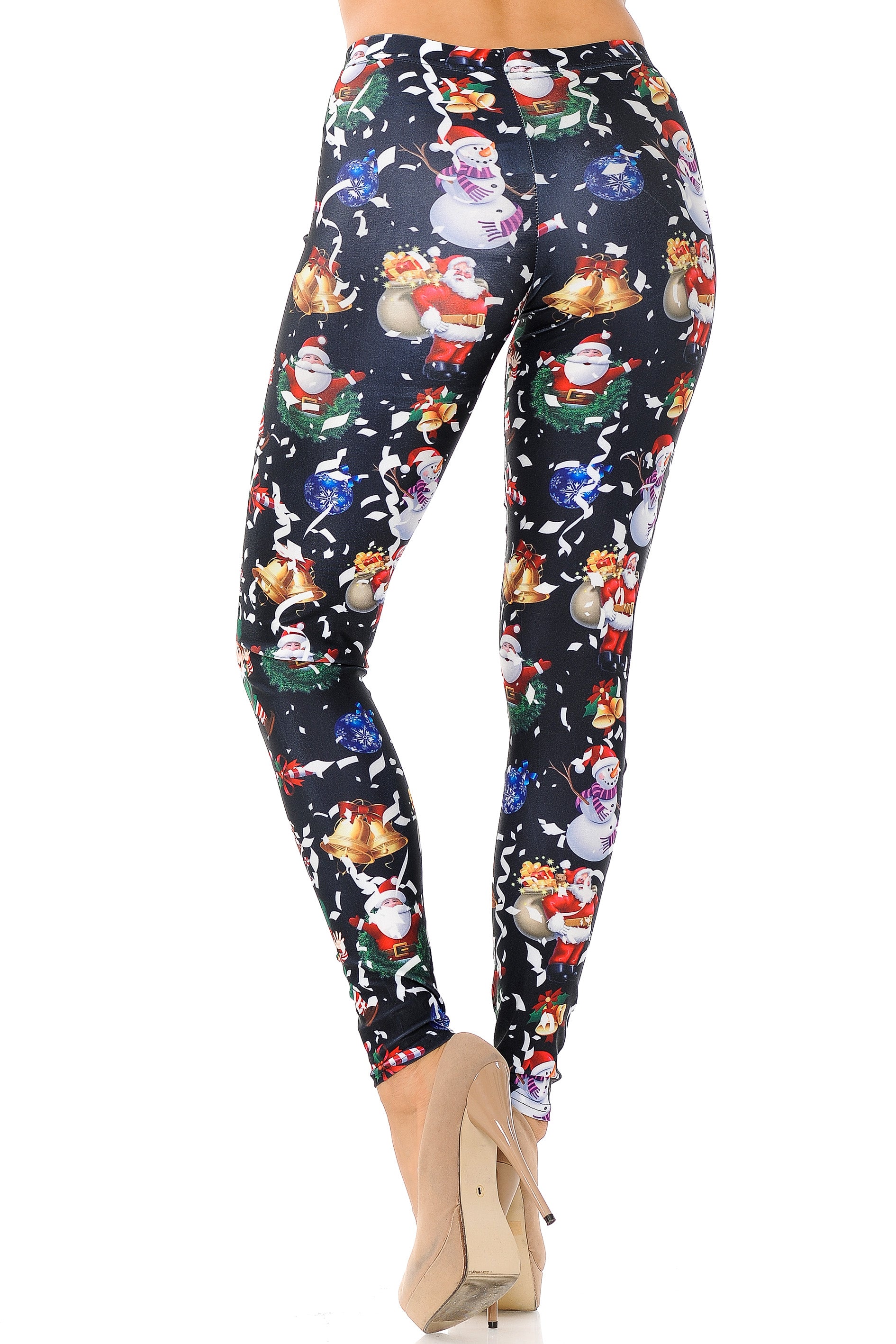Black Wonderful Festive Christmas Leggings - Plus Size