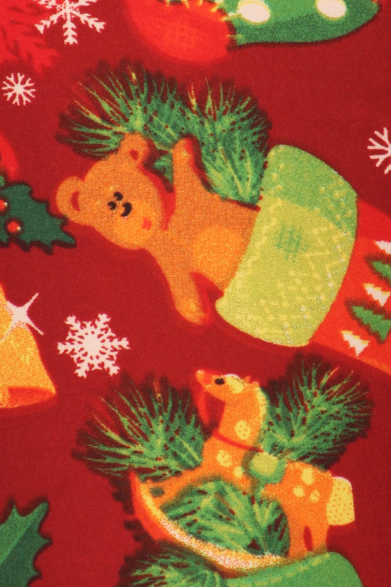 Buttery Soft Ruby Red Christmas Stocking Plus Size Leggings (One Size Plus,Red)