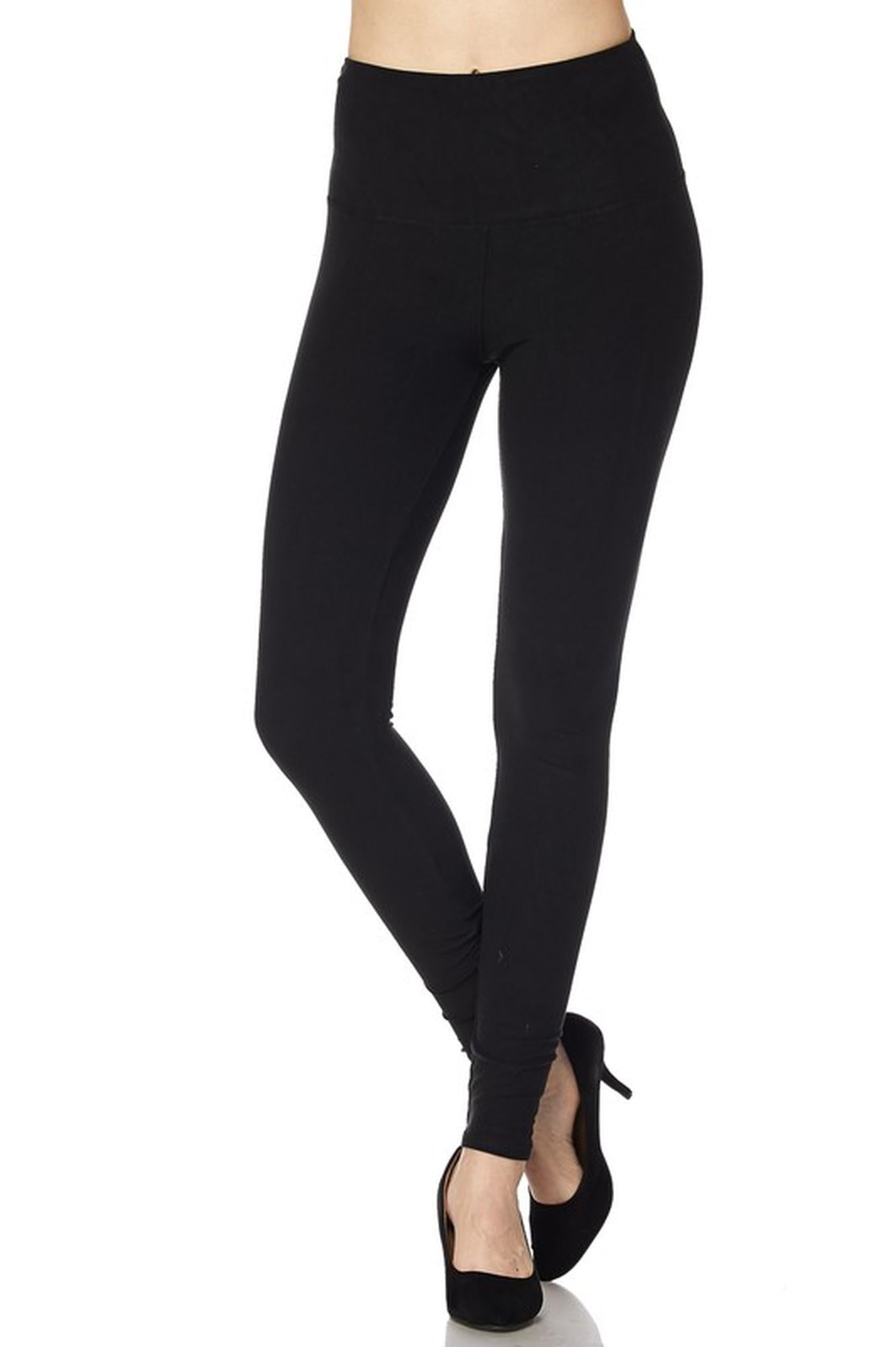 Brushed High Waisted Basic Solid Plus Size Leggings - 5 Inch Waist