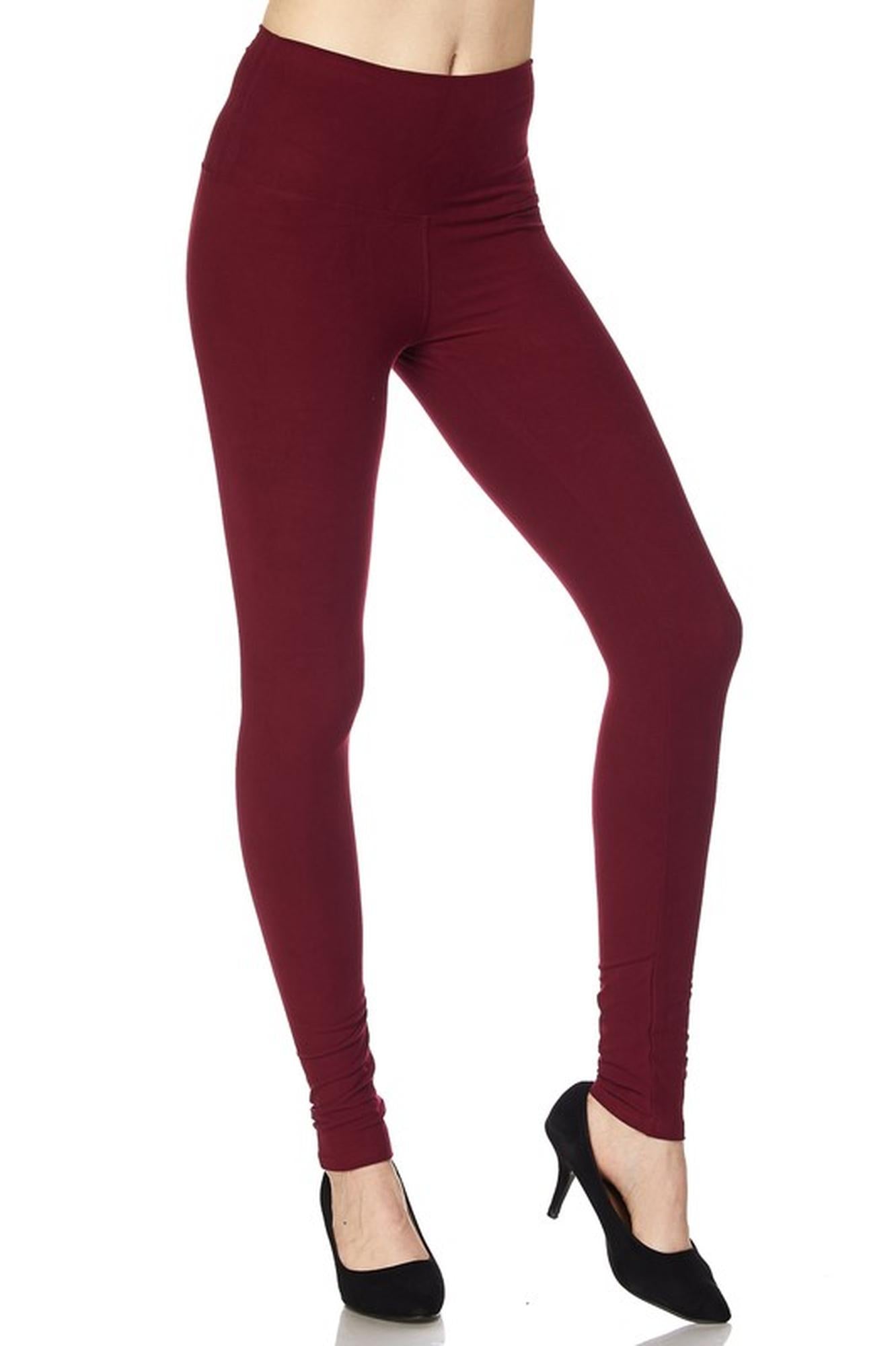 Brushed High Waisted Basic Solid Plus Size Leggings - 5 Inch Waist